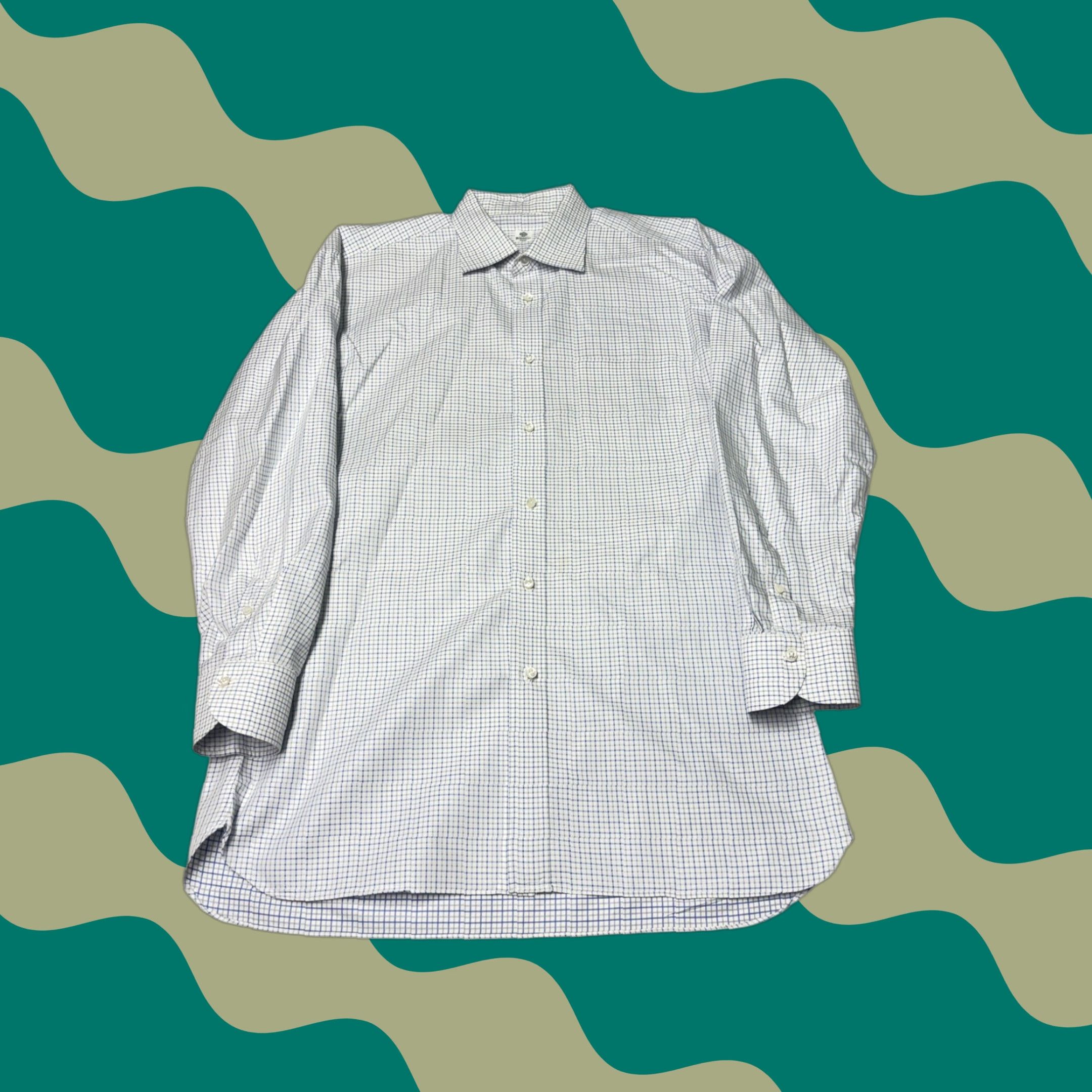 Vintage Luigi Borrelli Napoli Mens Shirt 17.5 44 Blue White Micro Check Made Italy Dress Shirt Classic Fit Size US XXL / EU 58 / 5 - 1 Thumbnail