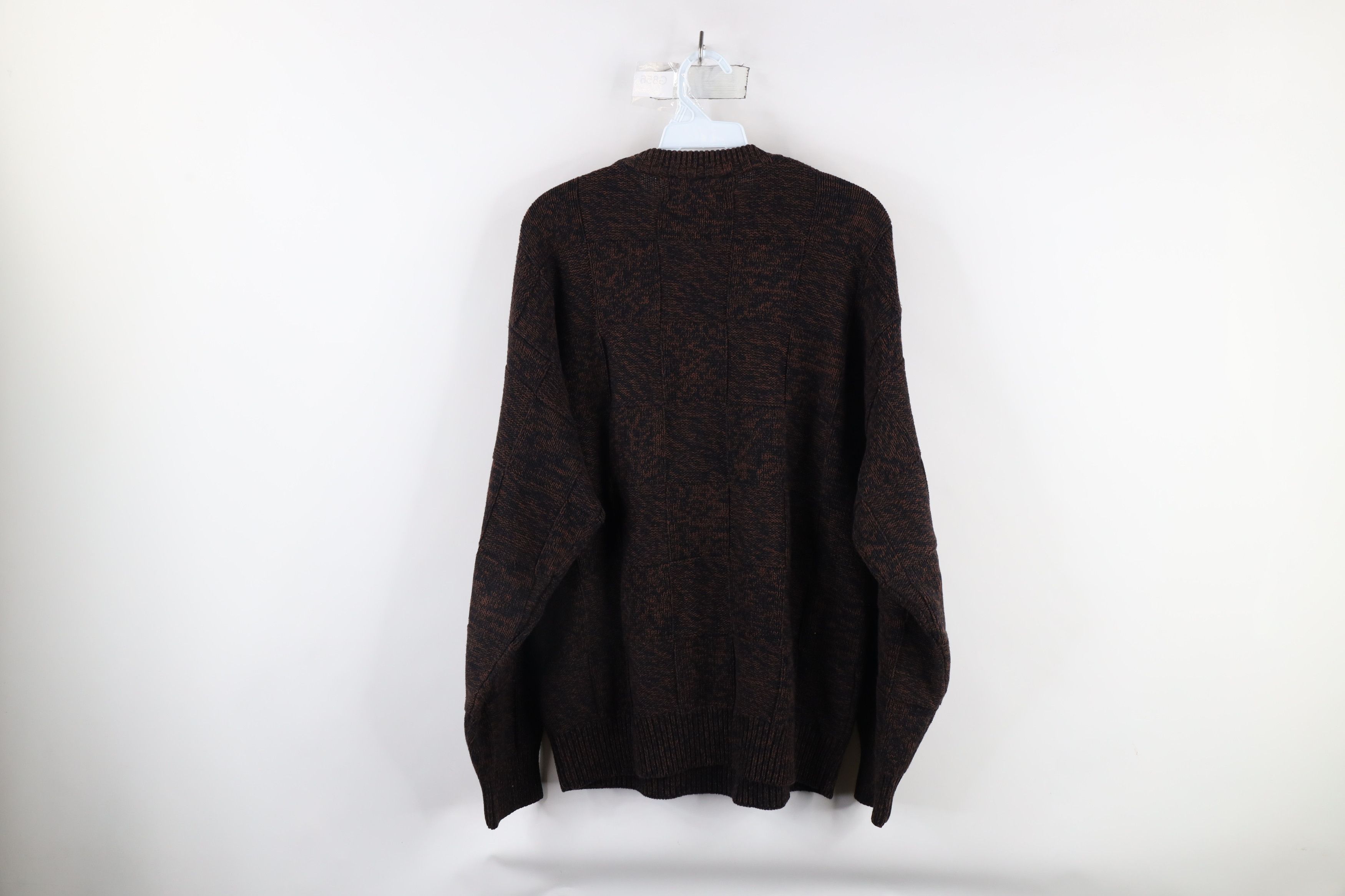 Vintage Vintage 90s Streetwear Knit Checkered Sweater Heather Brown Size US S / EU 44-46 / 1 - 6 Thumbnail