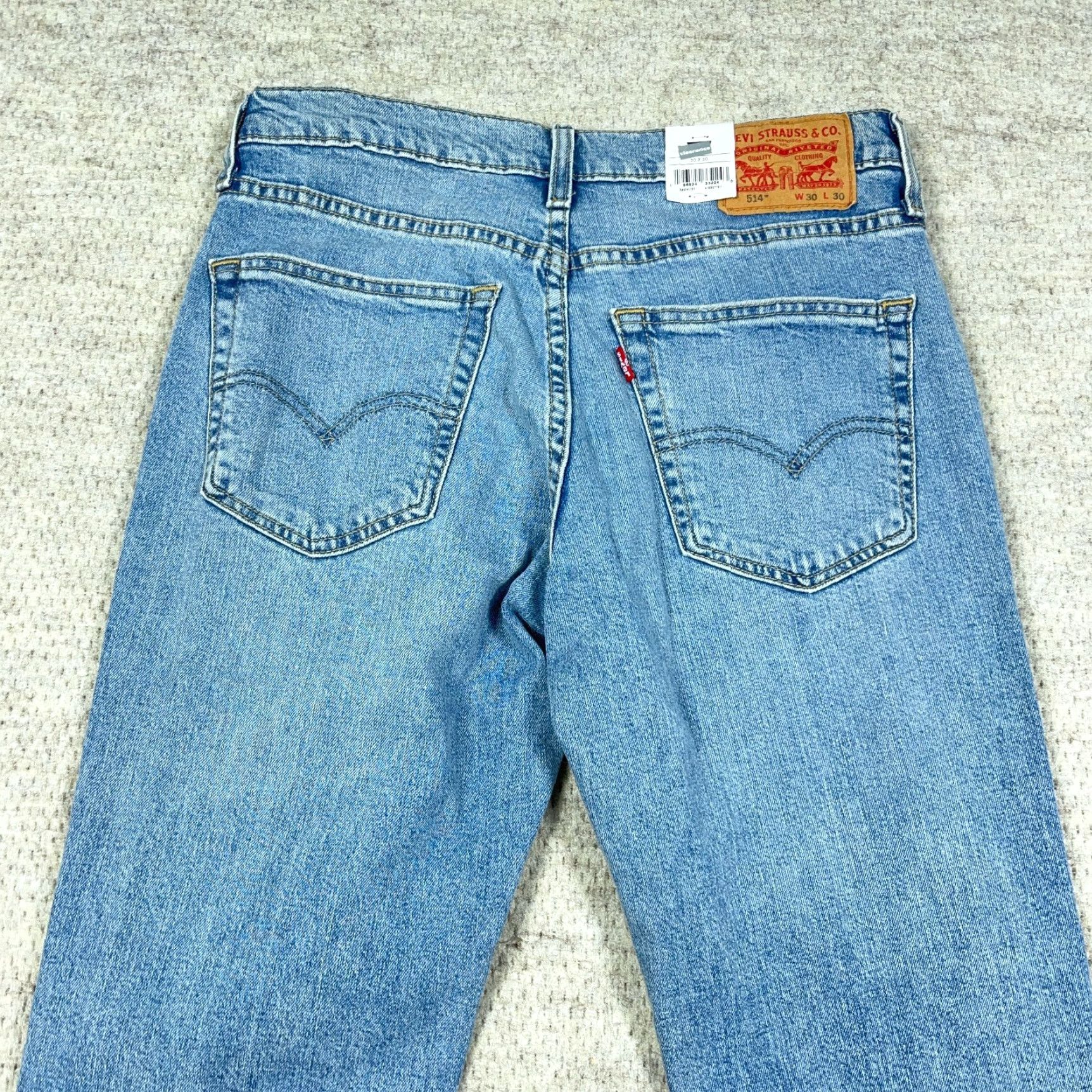 Levi's Levi's 514 Jeans Men 30x30 Straight Leg Medium Wash Stretch Distressed Denim Regular 5-Pocket Zipper Button Blue Size US 30 / EU 46 - 6 Thumbnail