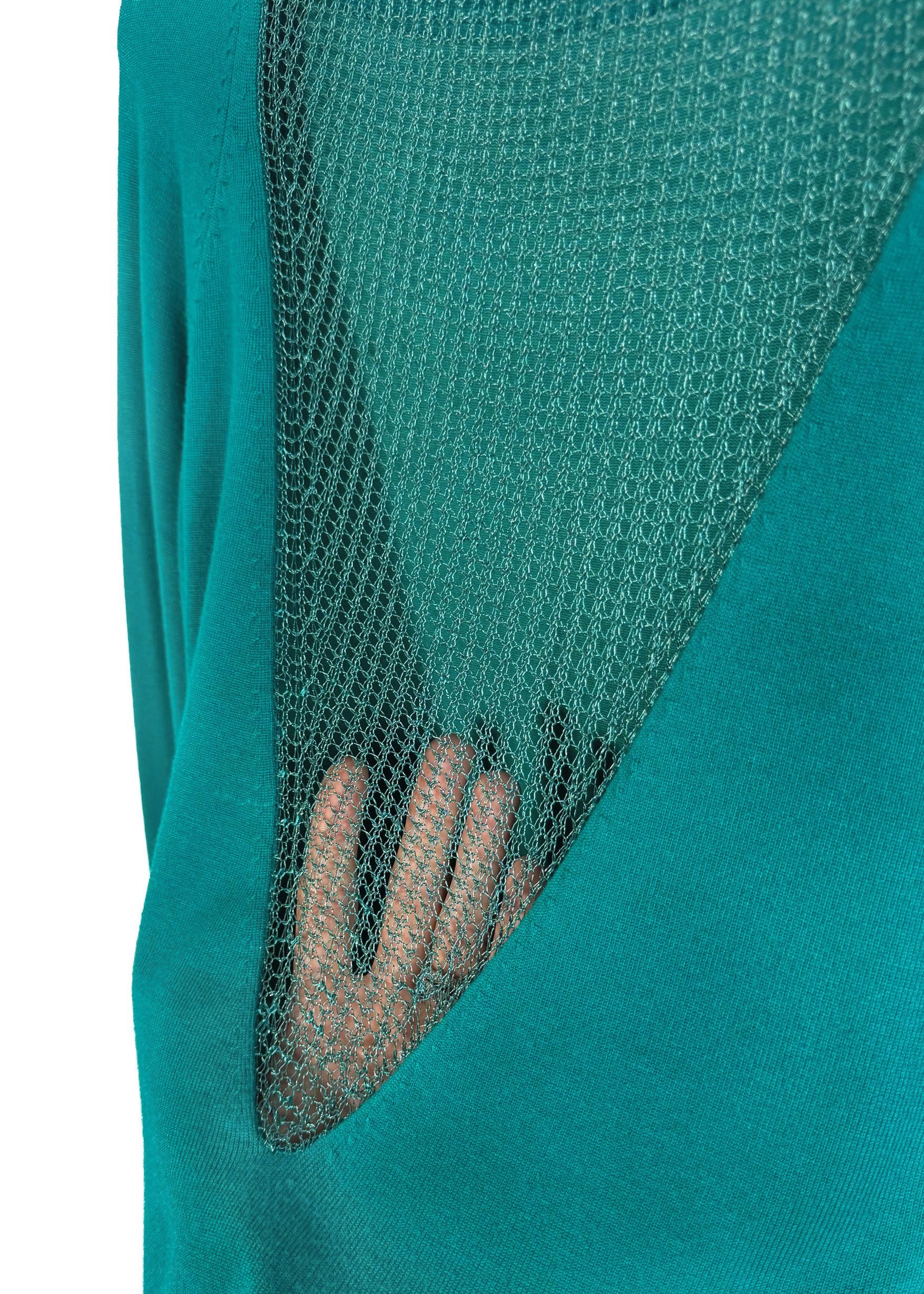 Versace Versace Collection Turquoise Boat Neck Mesh Back Sweater Size S / US 4 / IT 40 - 4 Thumbnail