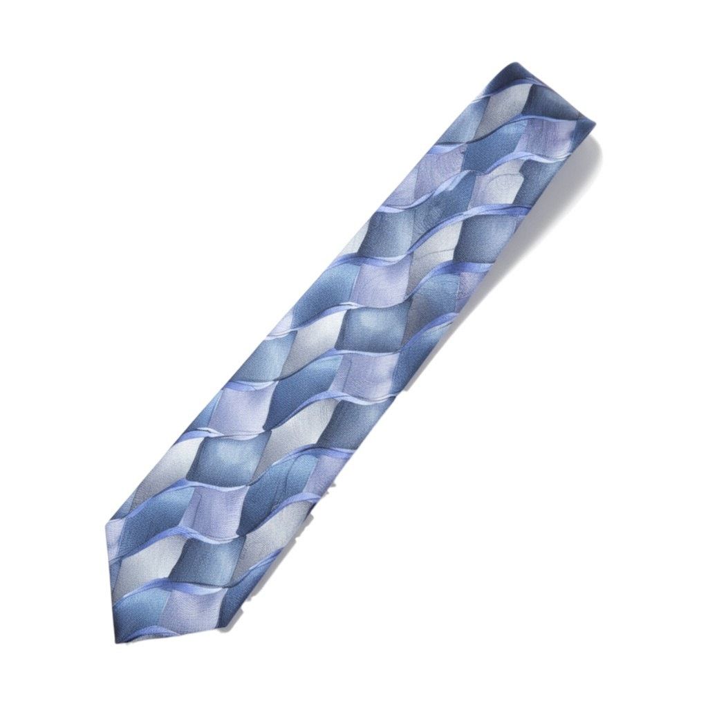 Vintage Vintage Blue Geometric Silk 90s Tie Size ONE SIZE - 1 Thumbnail