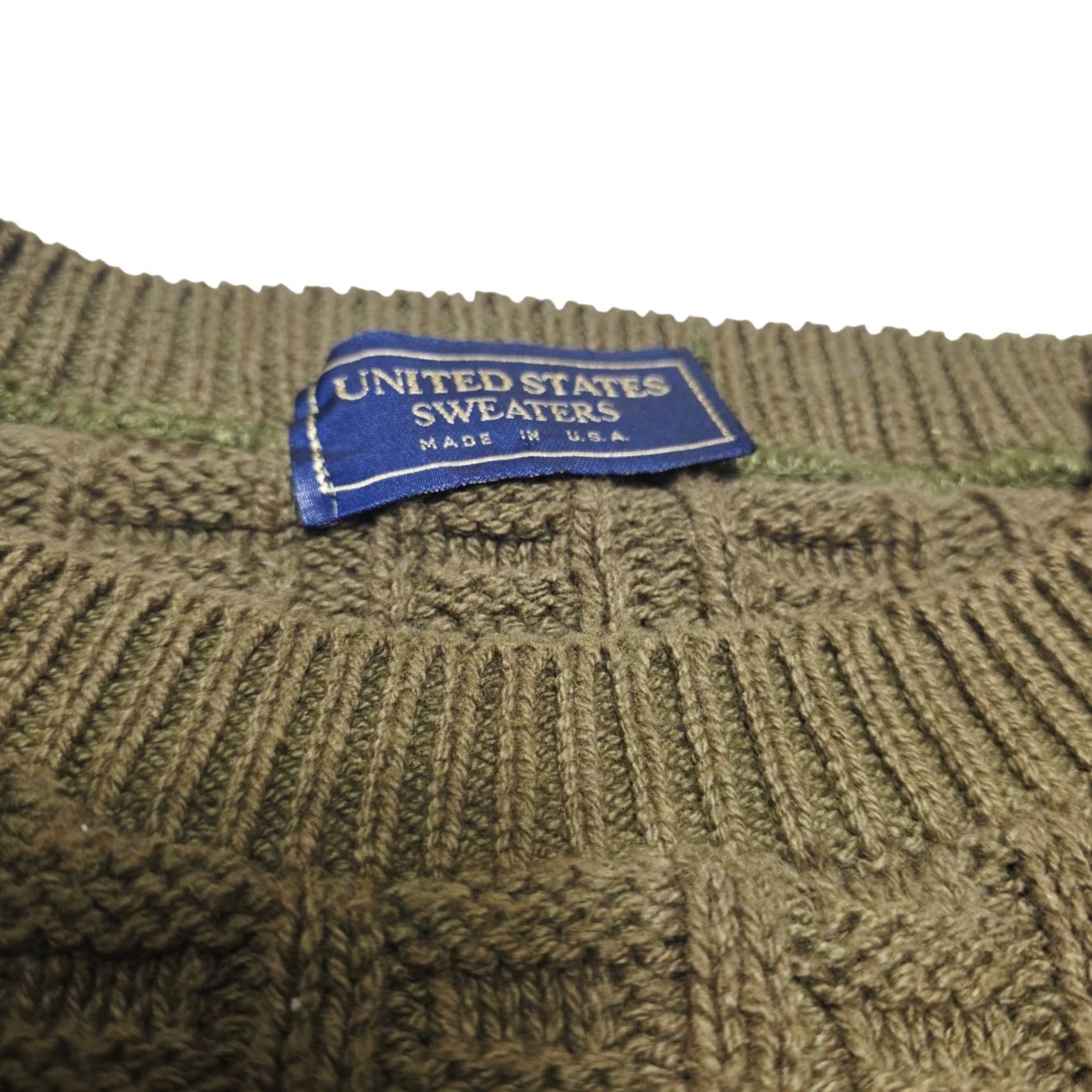 Olive VINTAGE United States Sweaters Pullover Knit Olive Green Men's Size L 90s USA Retro Size US L / EU 52-54 / 3 - 2 Thumbnail