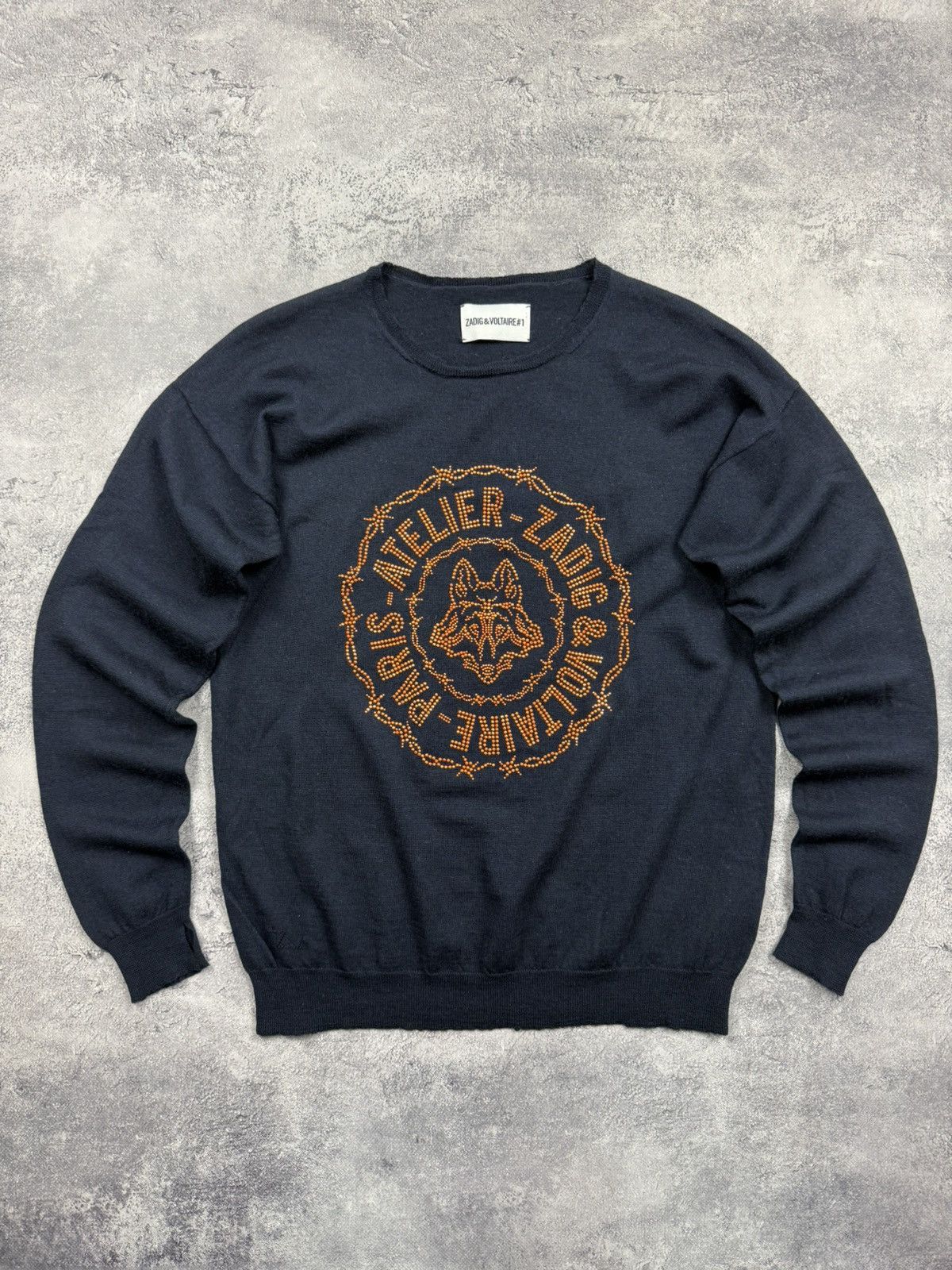 Zadig & Voltaire Zadiq & Voltaire Sweater Navy Jumper Big Logo Streetwear Size US M / EU 48-50 / 2 - 1 Thumbnail