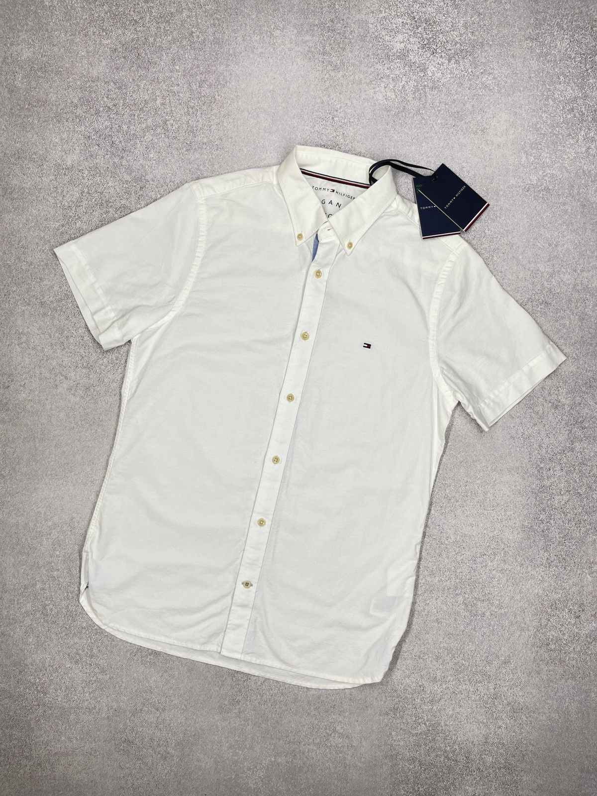 Tommy Hilfiger Mens Tommy Hilfiger Organic Oxford Shirt White slim Fit Size US S / EU 44-46 / 1 - 1 Thumbnail