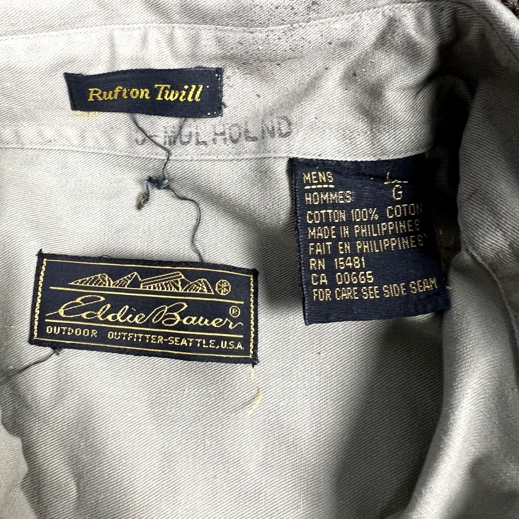 Eddie Bauer VINTAGE Eddie Bauer Shirt Rufton Twill Button Up Mens Large Cotton Tan Hiking 90s Retro Outdoors Mens Size US L / EU 52-54 / 3 - 2 Thumbnail