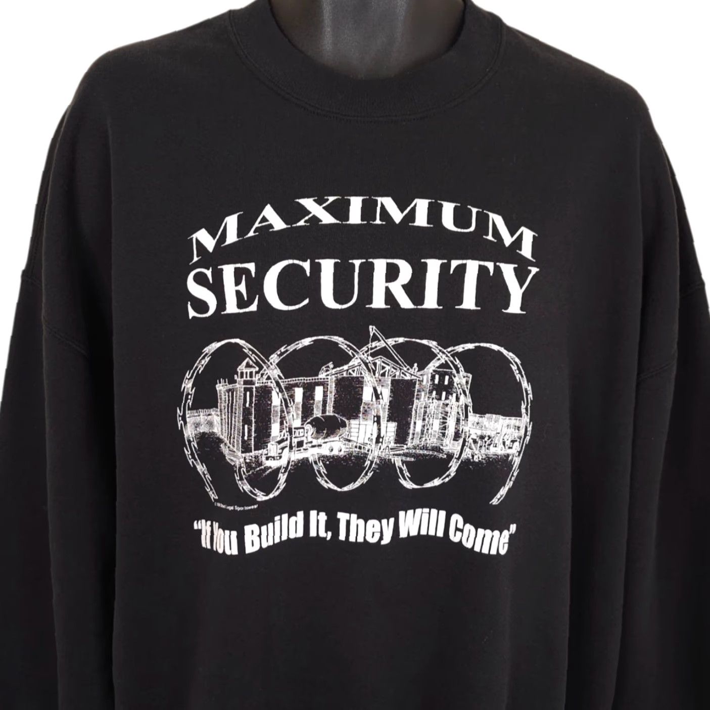 Jerzees VINTAGE Maximum Security Prison Sweatshirt Mens 3XL Black Jerzees Sweatshirt Crew Neck 90s Jail Law Enforcement Made In USA Size US XXL / EU 58 / 5 - 2 Thumbnail