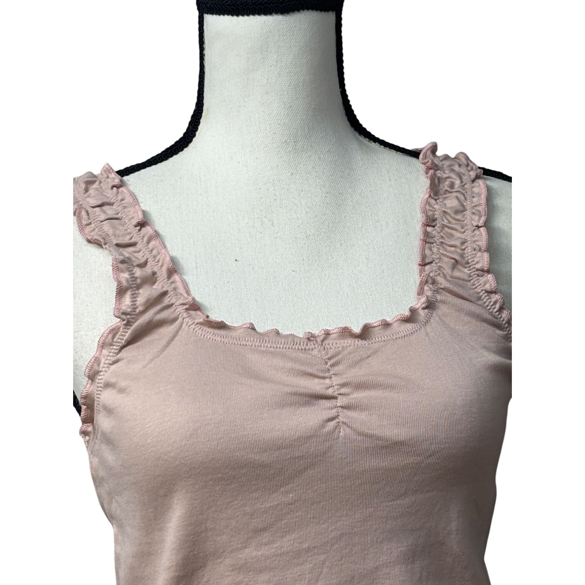 Topshop Topshop Ruffled Straps Ruched Front Lettuce-Edge Tank Top, D Size L / US 10 / IT 46 - 3 Thumbnail
