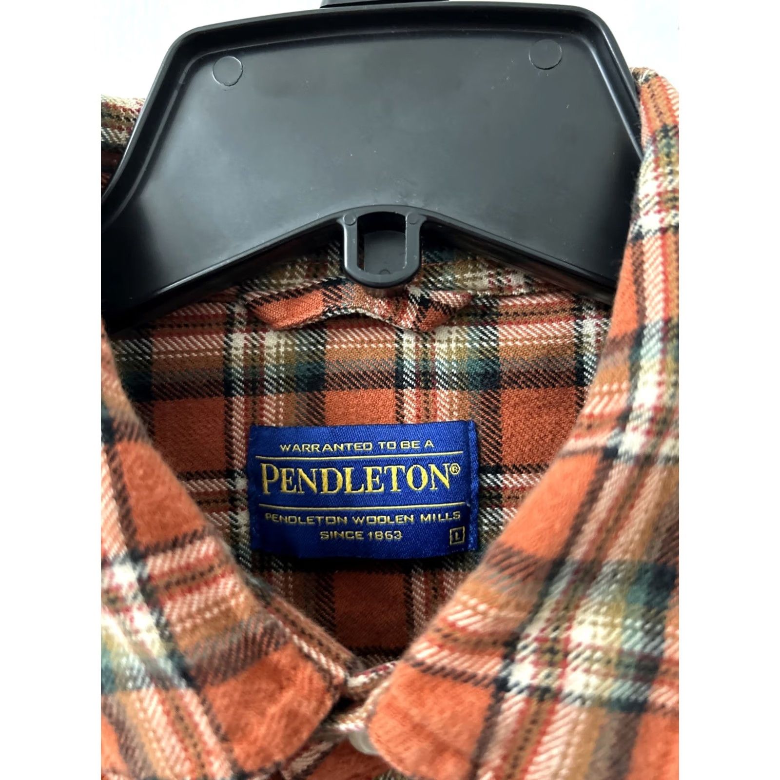 Pendleton VINTAGE Pendleton Shirt Mens L Orange Plaid Button-Down Flannel Pockets Long Sleeve Size US L / EU 52-54 / 3 - 5 Thumbnail