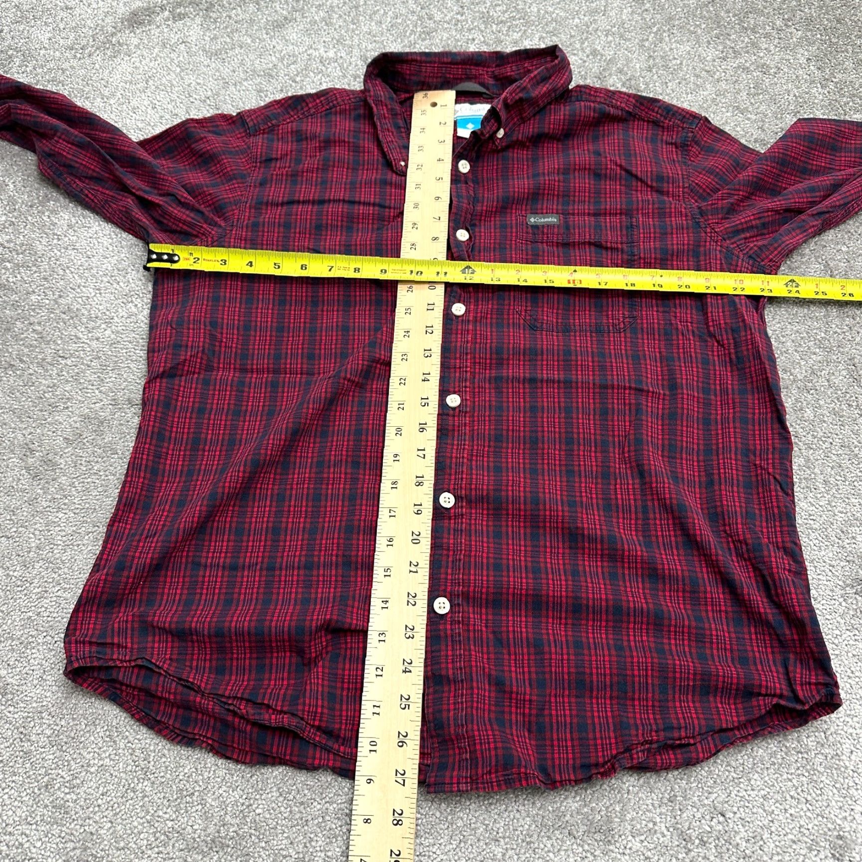 Vintage Columbia Shirt Mens XL Red Plaid Long Sleeve Button Down Casual Outdoor Cotton Spandex Regular Size US XL / EU 56 / 4 - 7 Thumbnail
