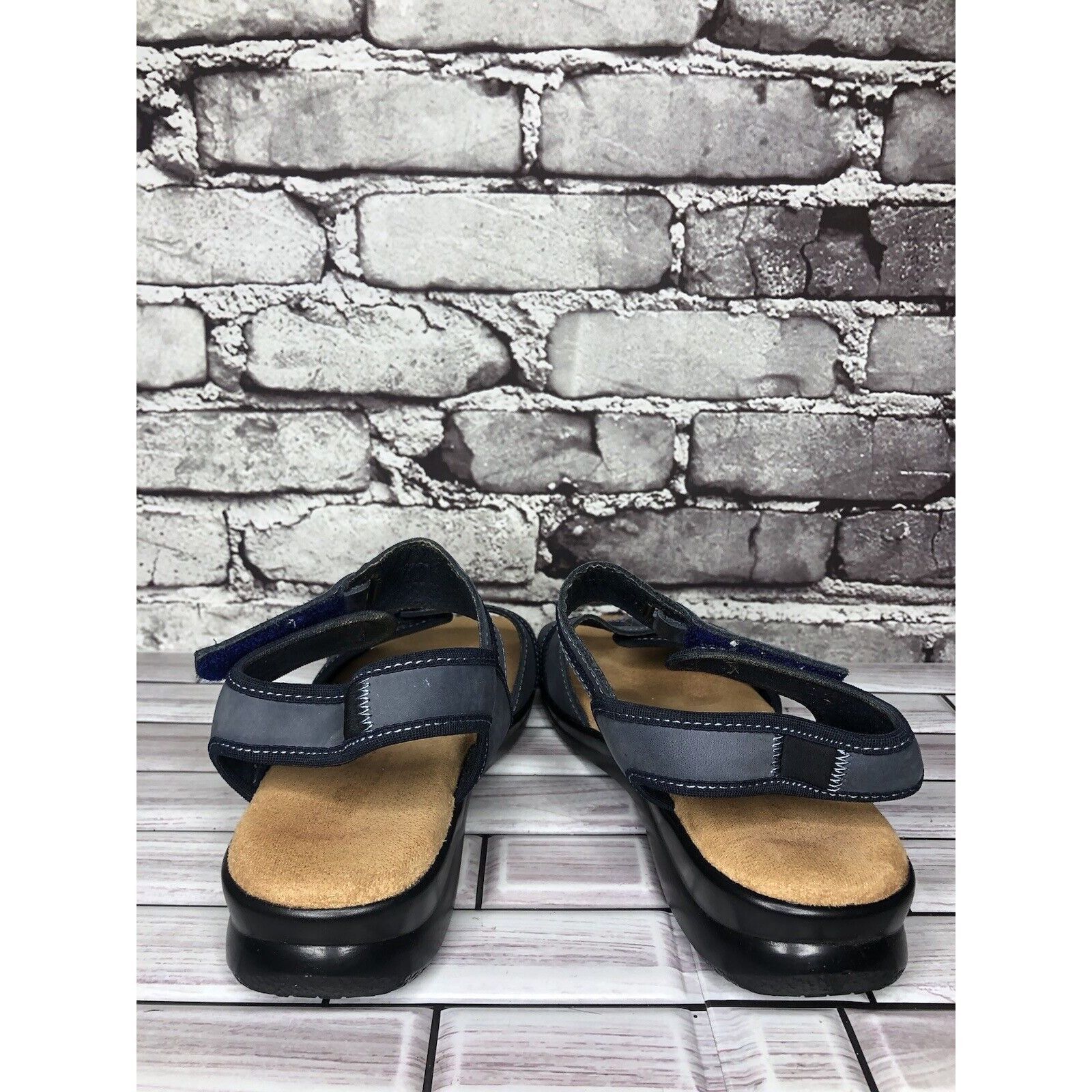 Other Flexus Spring Step Blue Leather Strap Casual Wedge Sandals W Size US 9.5 / IT 39.5 - 3 Thumbnail