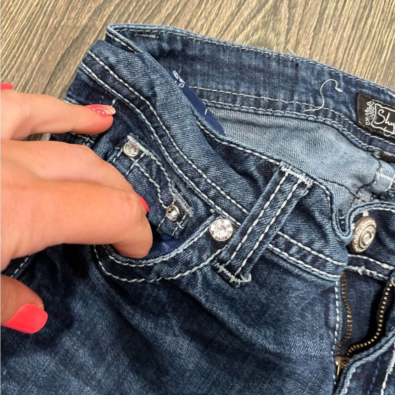 Other Shyanne Shy Skinny Jeans Whisker Embroidered Detail Denim Size 26" / US 2 / IT 38 - 10 Thumbnail
