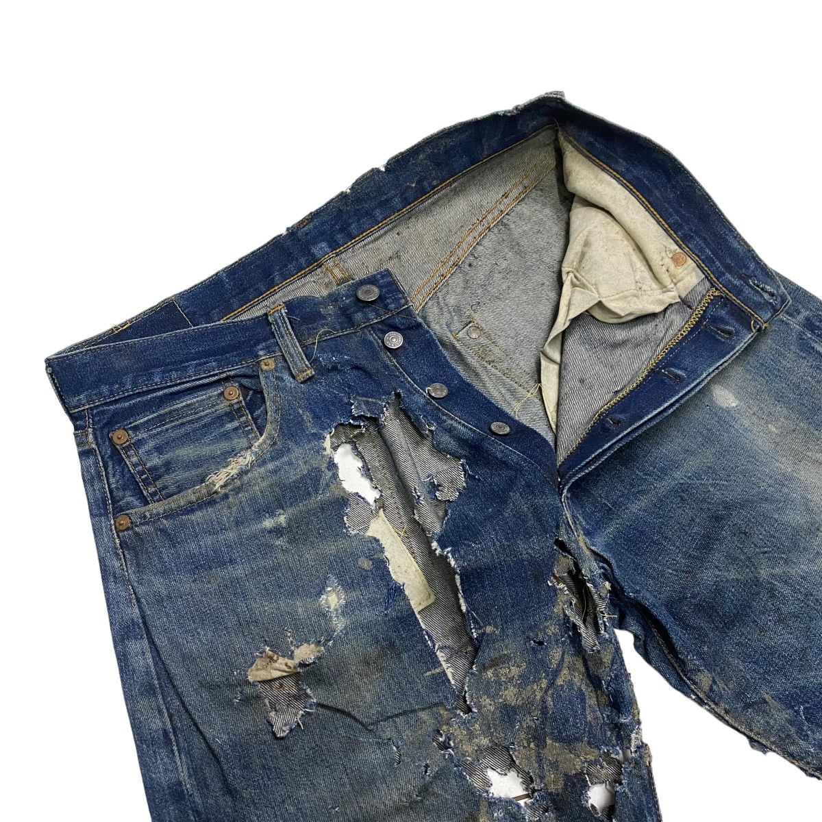Levi's Levis Selvedge 501XX Big E Vintage distressed Size US 33 - 3 Thumbnail