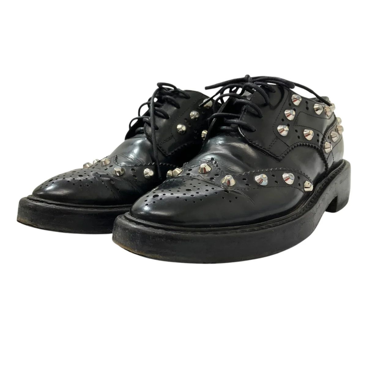 Balenciaga Studded Leather Wingtip Derby Shoes Size US 6 / IT 36 - 2 Thumbnail