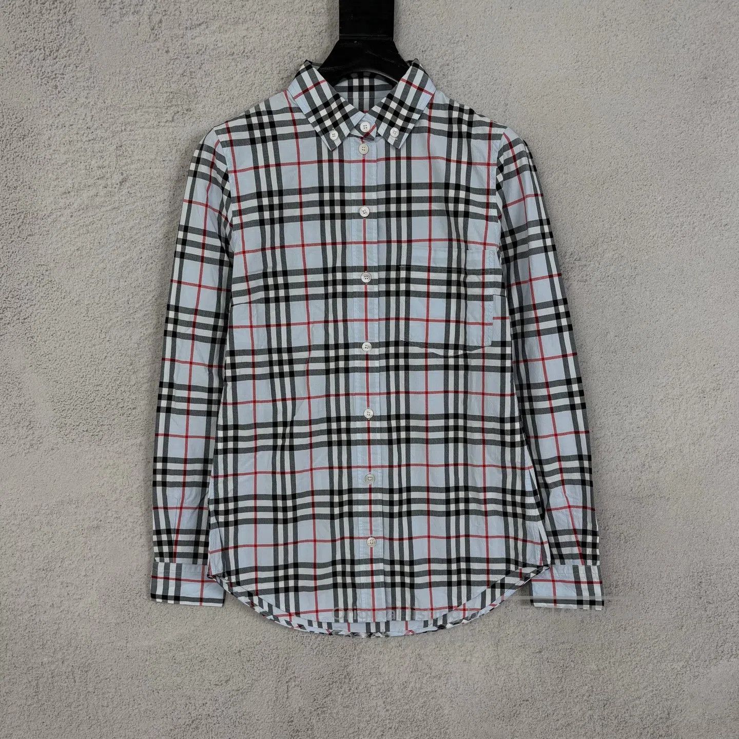 Burberry Burberry size38 Blue and white checkered single-breasted lo Size S / US 4 / IT 40 - 1 Thumbnail