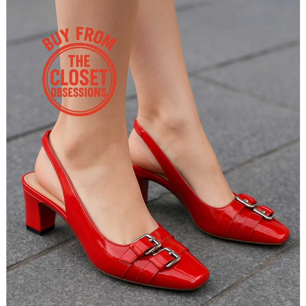 Zara ZARA Red Patent Slingbacks NWT Size US 7.5 / IT 37.5 - 4 Thumbnail