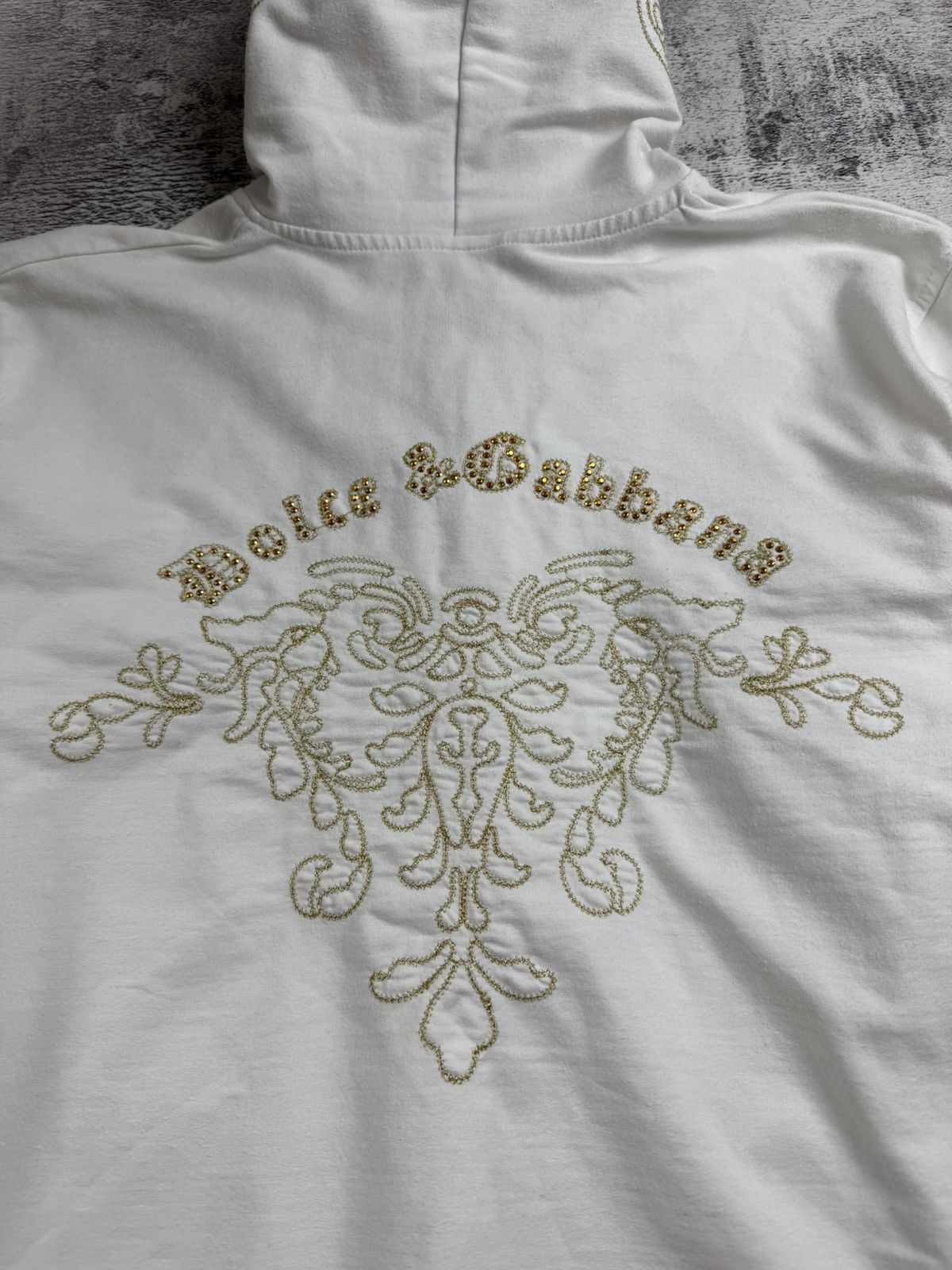 Vintage Dolce Gabbana Women’s XL Vintage D&G 90s White Y2K Zip Hoodie Pullover Size XL / US 12-14 / IT 48-50 - 6 Thumbnail
