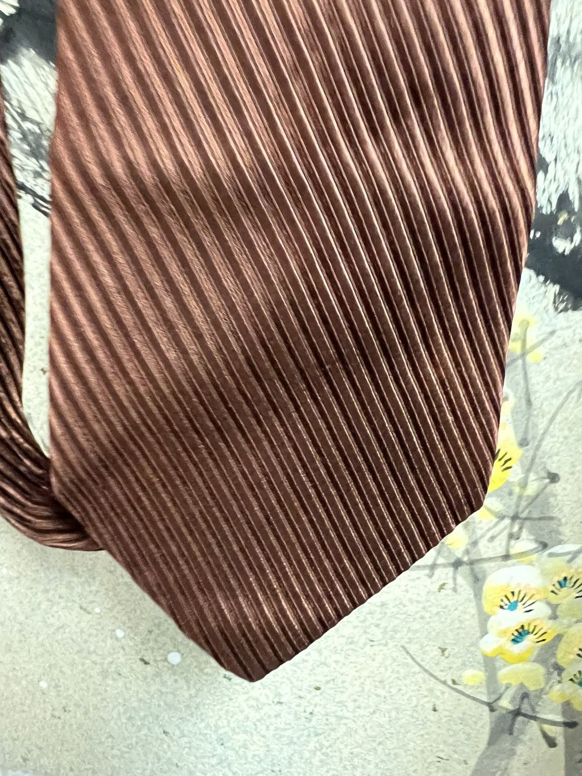 Japanese Brand Vintage Japan Silk Tie – Odakyu Tokyo Ribbed Brown Silk Size ONE SIZE - 4 Thumbnail