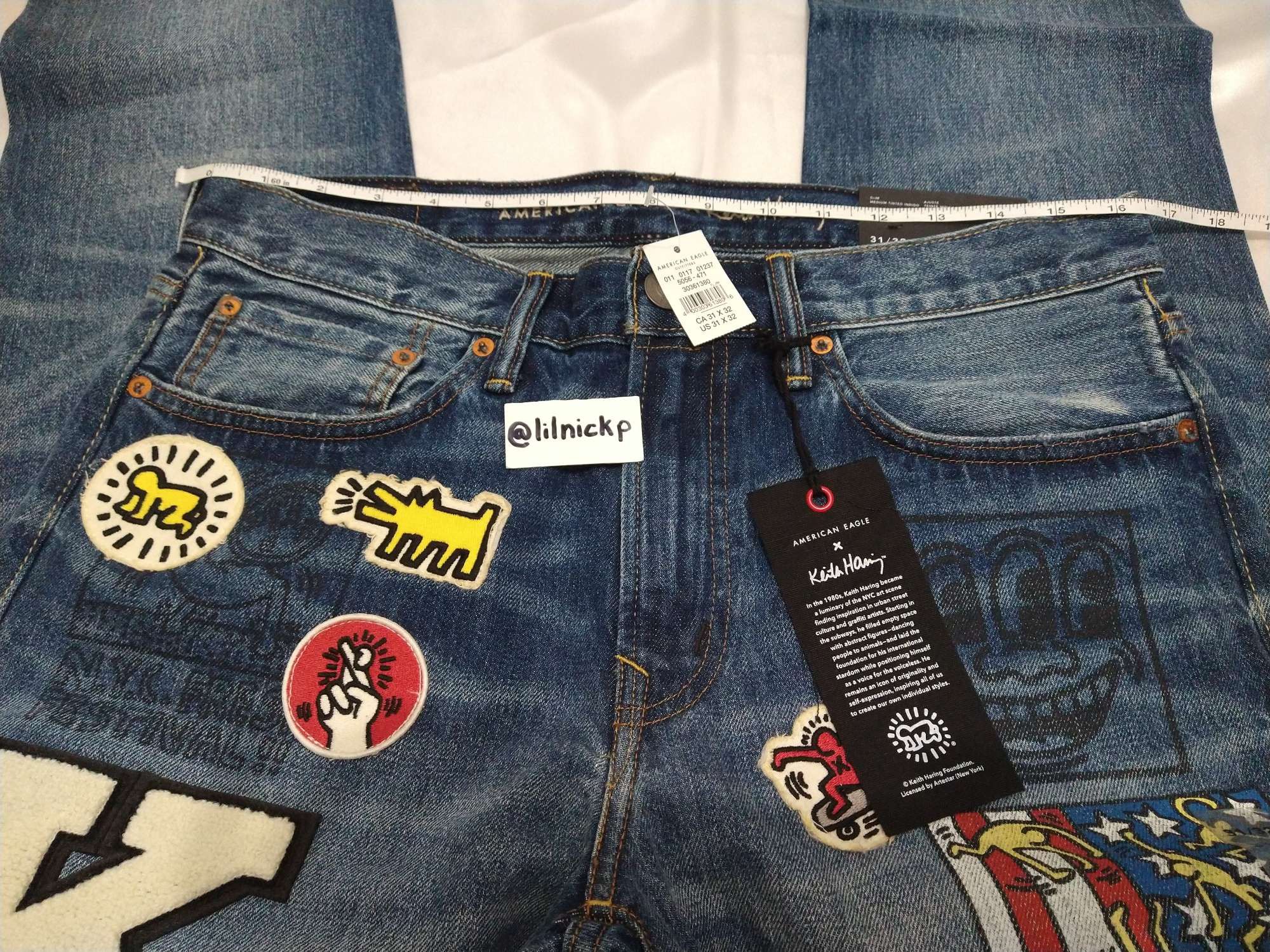 Keith Haring KEITH HARING PATCHES GRAPHICS MEN'S SLIM FIT JEANS Size US 31 - 4 Thumbnail