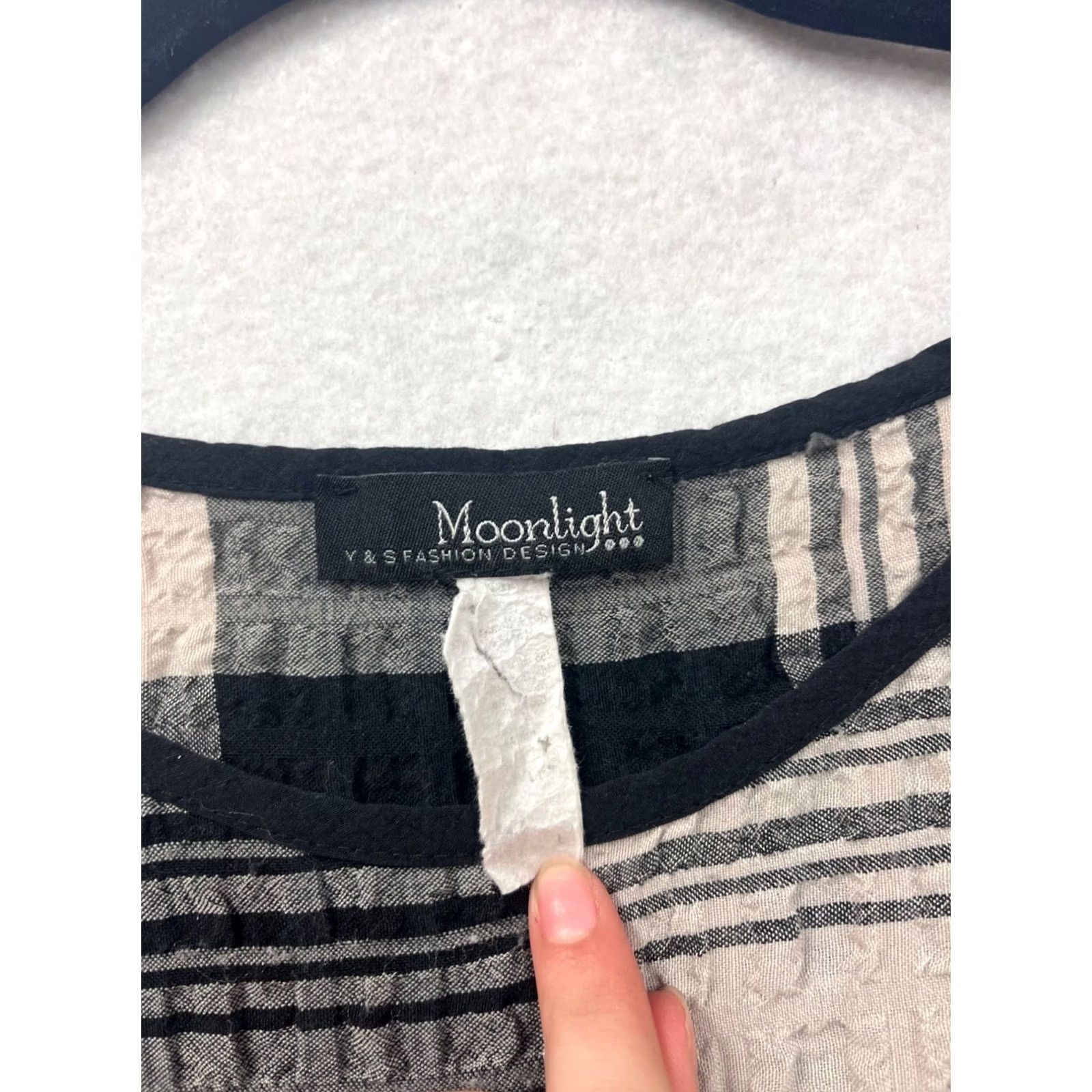 Vintage Moonlight Plaid Dress A-Line Midi 3/4 Sleeve Textured Black Gray L Women Size L / US 10 / IT 46 - 3 Thumbnail