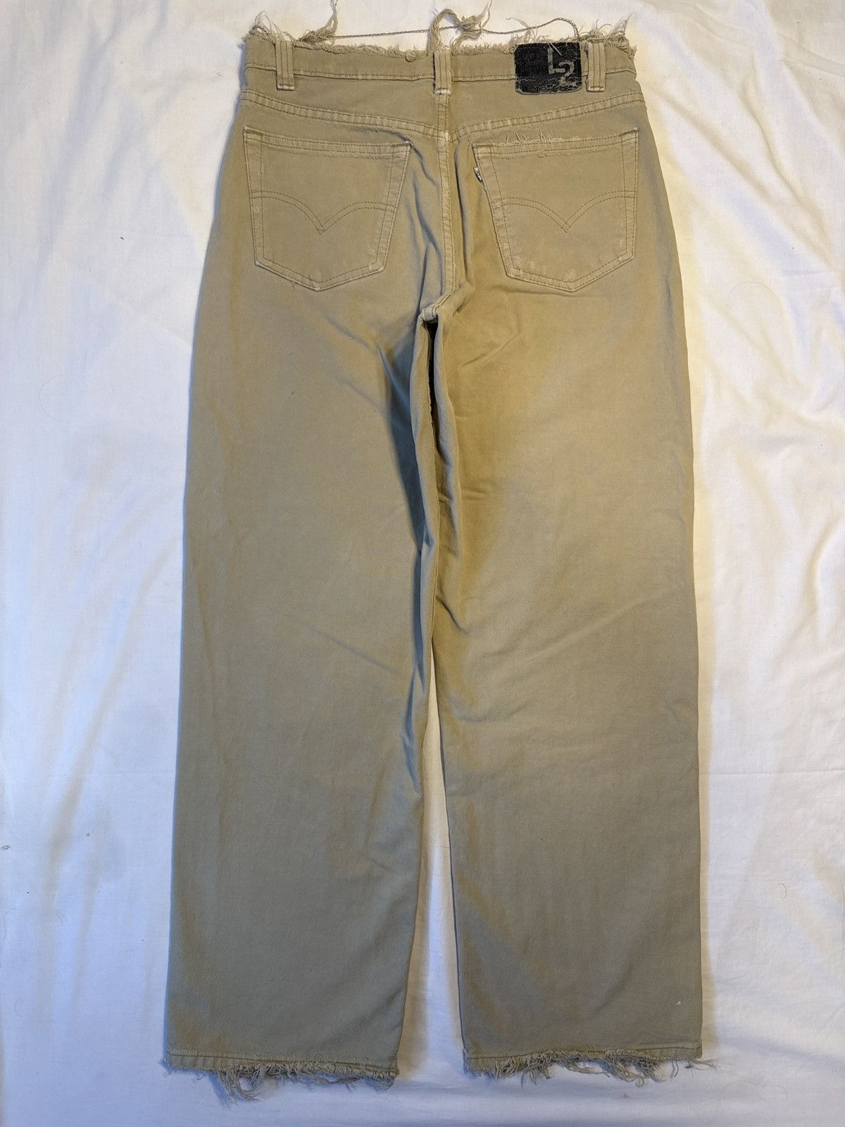 Levi's Vintage 90s Levis L2 Tan Baggy Wide Leg Distressed Jeans Size US 32 / EU 48 - 3 Thumbnail