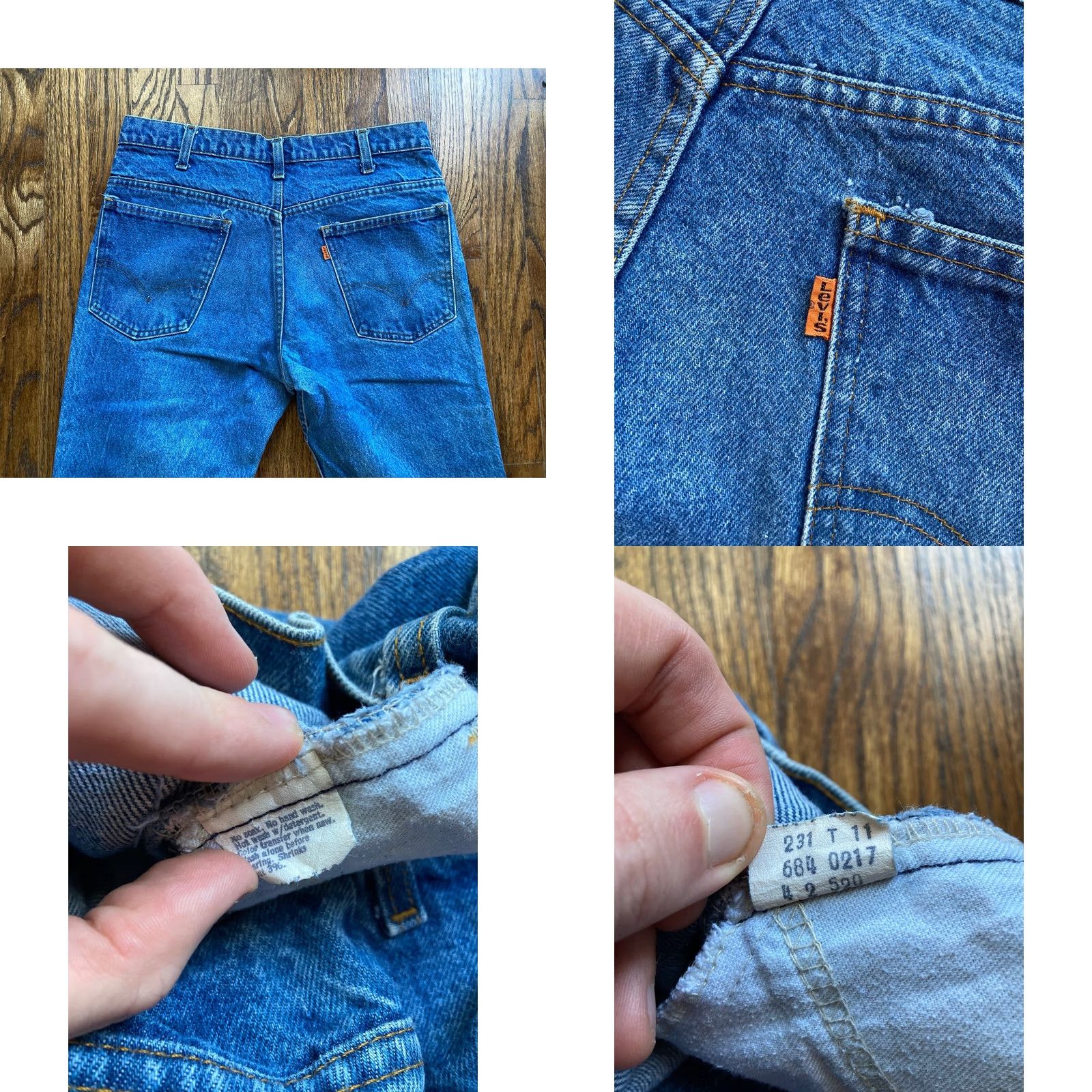 Levi's VINTAGE Levi's Jeans 684 Bell Bottom Flare Womens Size 31 31.5 Inseam Orange Tab Blue 70s 80s Hippie USA Mens/ Womens Size 24" / US 00 / IT 34 - 9 Thumbnail