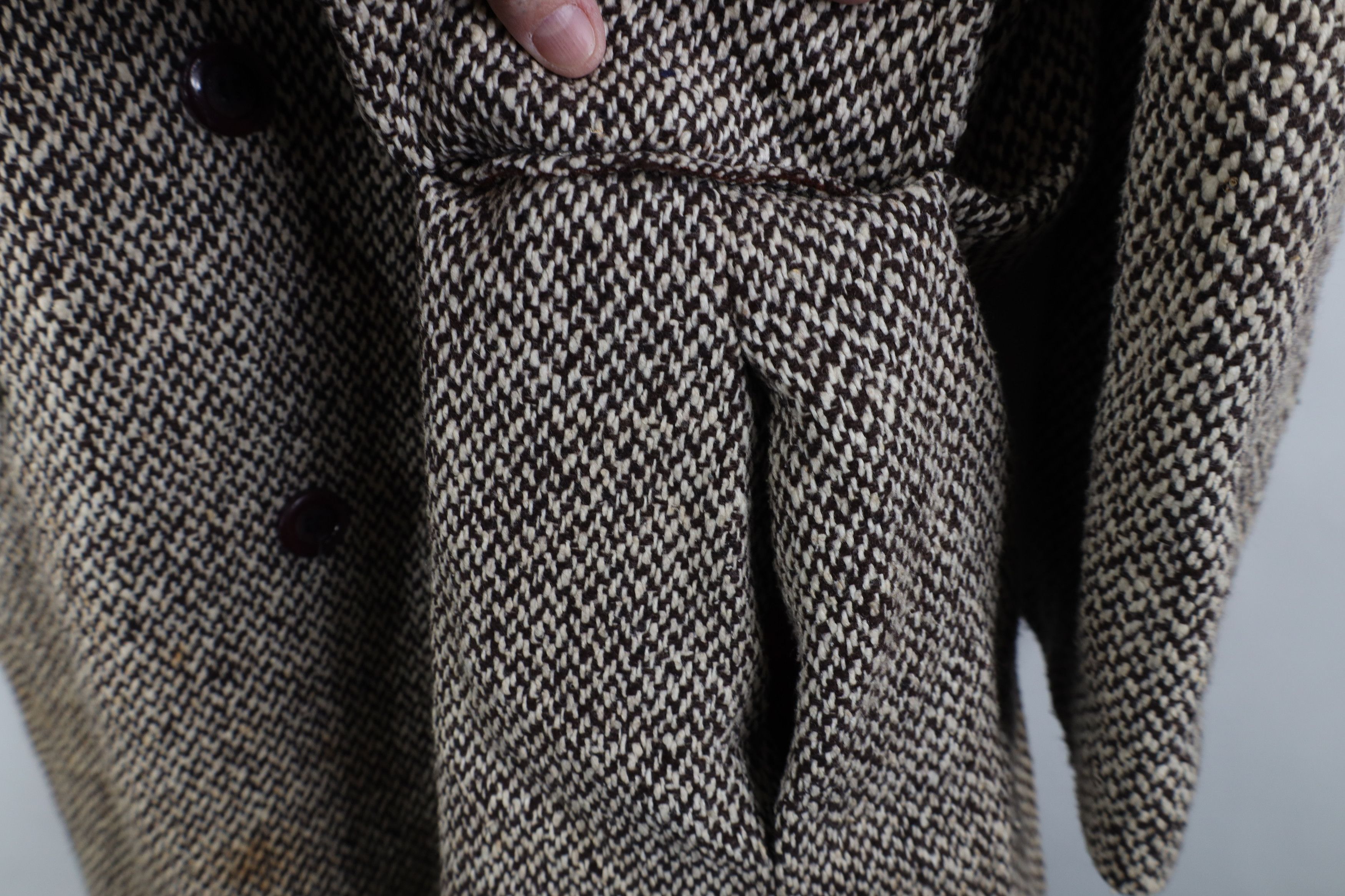 Vintage Vintage 60s 70s Fur Double Breasted Wool Tweed Coat Jacket Size L / US 10 / IT 46 - 7 Thumbnail