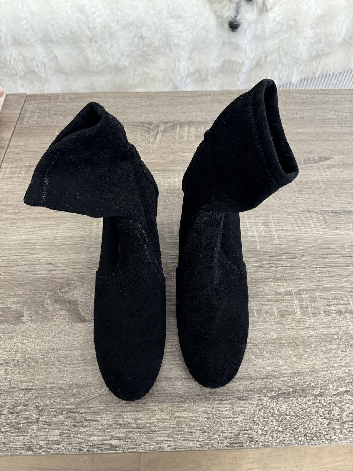 Stuart Weitzman YULIANA 60 BLACK SUEDE STRECH BOOTS Size US 8 / IT 38 - 7 Thumbnail