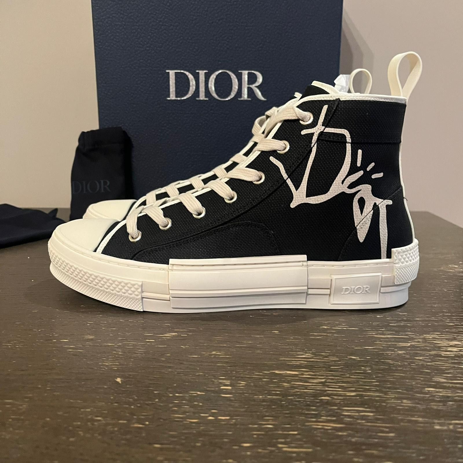 Dior × Travis Scott Cactus Jack B23 High Top Logo Sneakers in Black Size US 13 / EU 46 - 9 Thumbnail