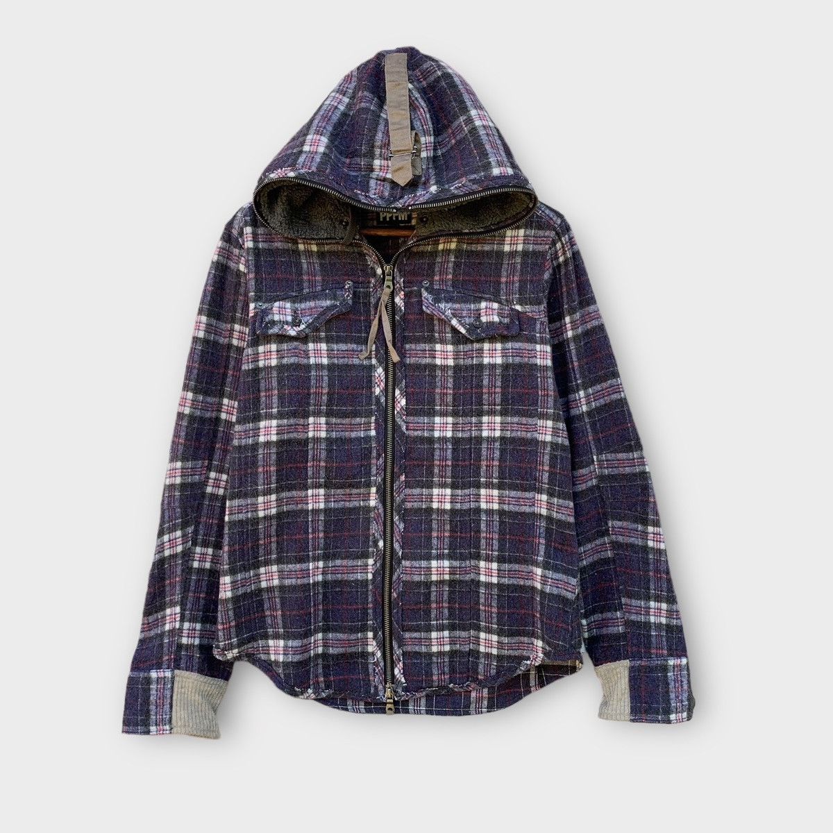 Japanese Brand PPFM PLAID WOOL FULL ZIPPER JACKET Size M / US 6-8 / IT 42-44 - 1 Thumbnail