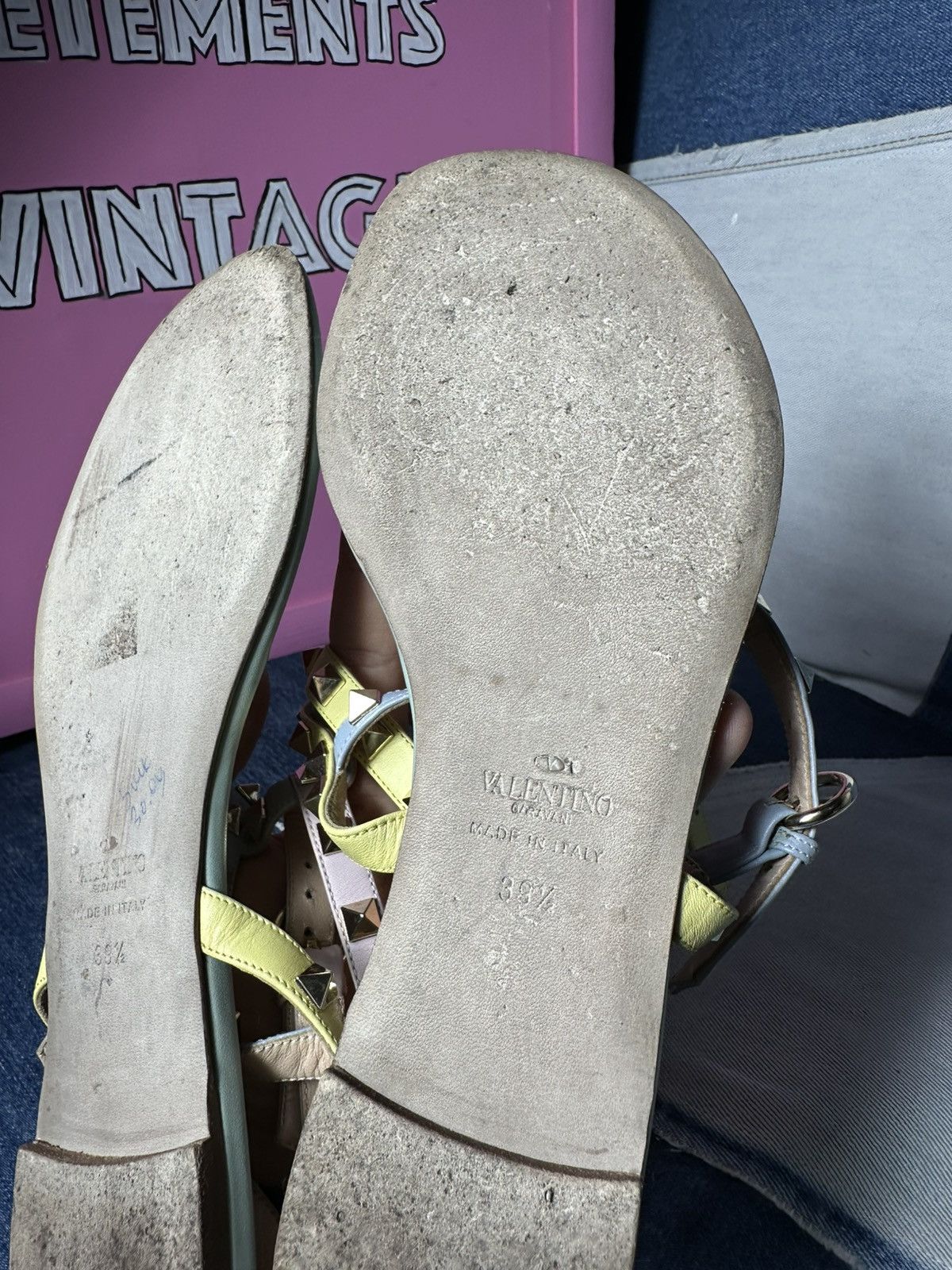 Valentino Valentino Rockstud Leather Ankle Strap Sandals Flat Size US 9.5 / IT 39.5 - 18 Thumbnail