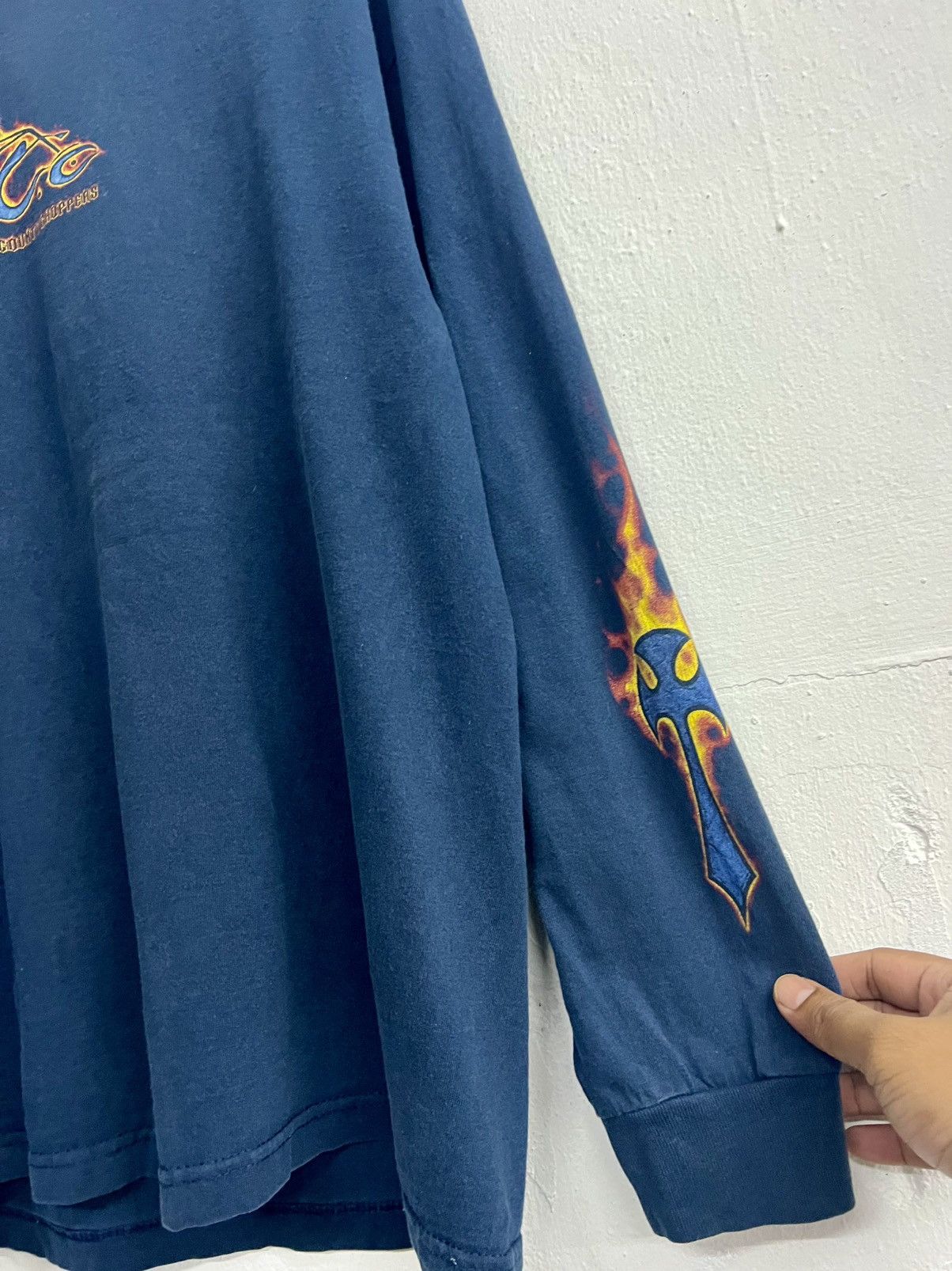 Harley Davidson × Vintage Vintage Y2K Orange County Choppers Cross Flame Longsleeve Size US L / EU 52-54 / 3 - 6 Thumbnail