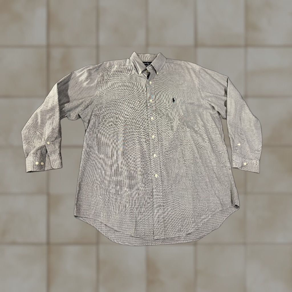 Nautica Ralph Lauren Button Up Shirt Mens 16 32/33 Gray White Check Long Sleeve yarmouth Size US L / EU 52-54 / 3 - 1 Thumbnail