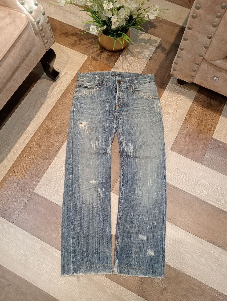 Dolce & Gabbana DOLCE & GABBANA BLUE DENIM DISTRESSED PANTS Size US 32 / EU 48 - 1 Thumbnail
