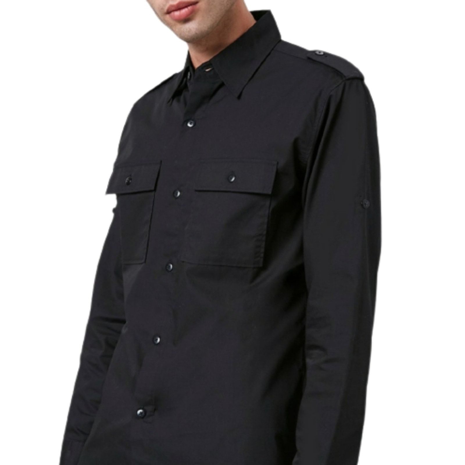 Other BLACK ☆ FRONT FLAP POCKET ☆ EPILET SHOULDER SHIRT ☆ XL Size US XL / EU 56 / 4 - 3 Thumbnail