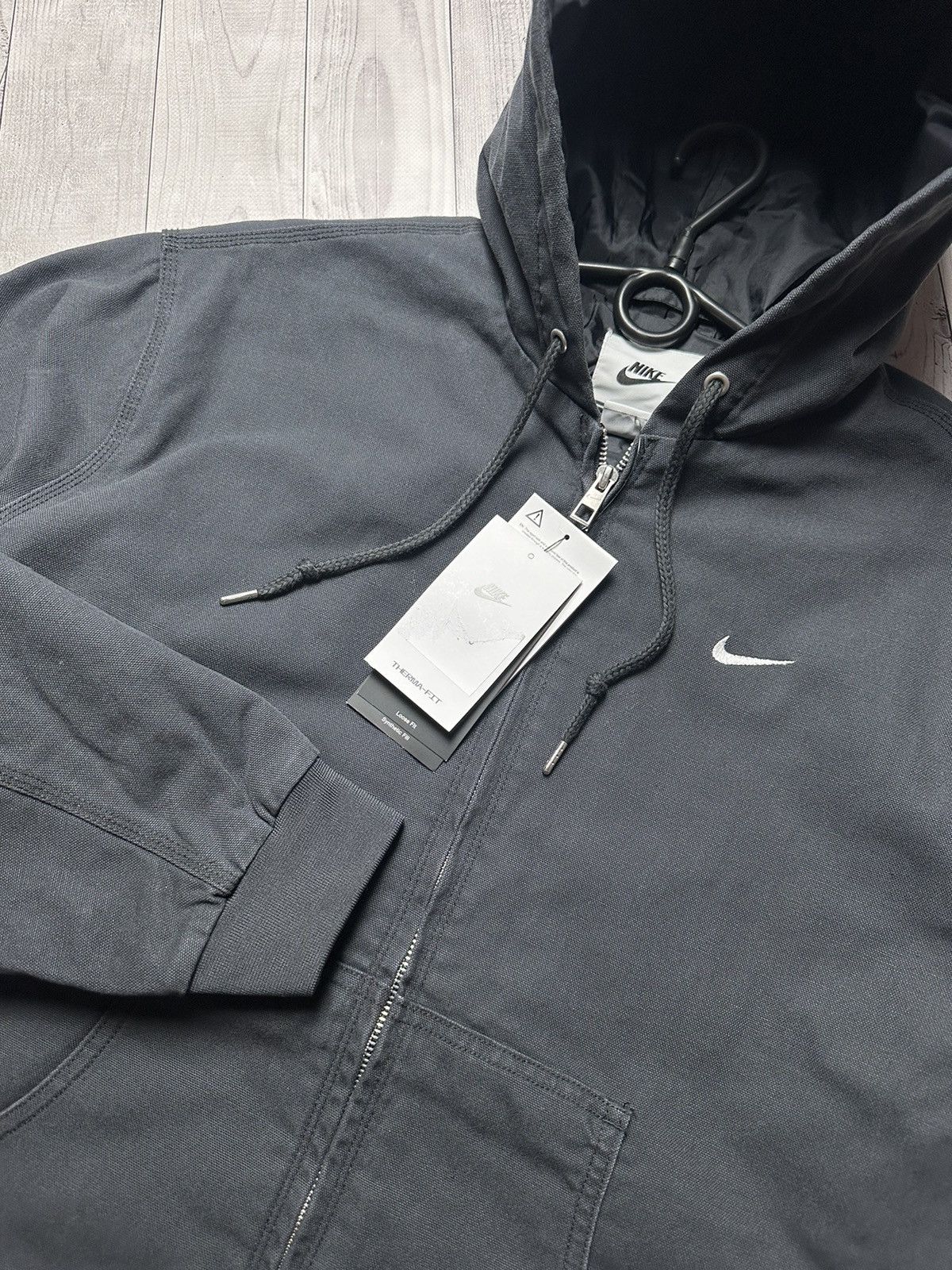 Vintage Vintage Nike denim jacket workwear S,XL logo rare Hooded Size US S / EU 44-46 / 1 - 4 Thumbnail