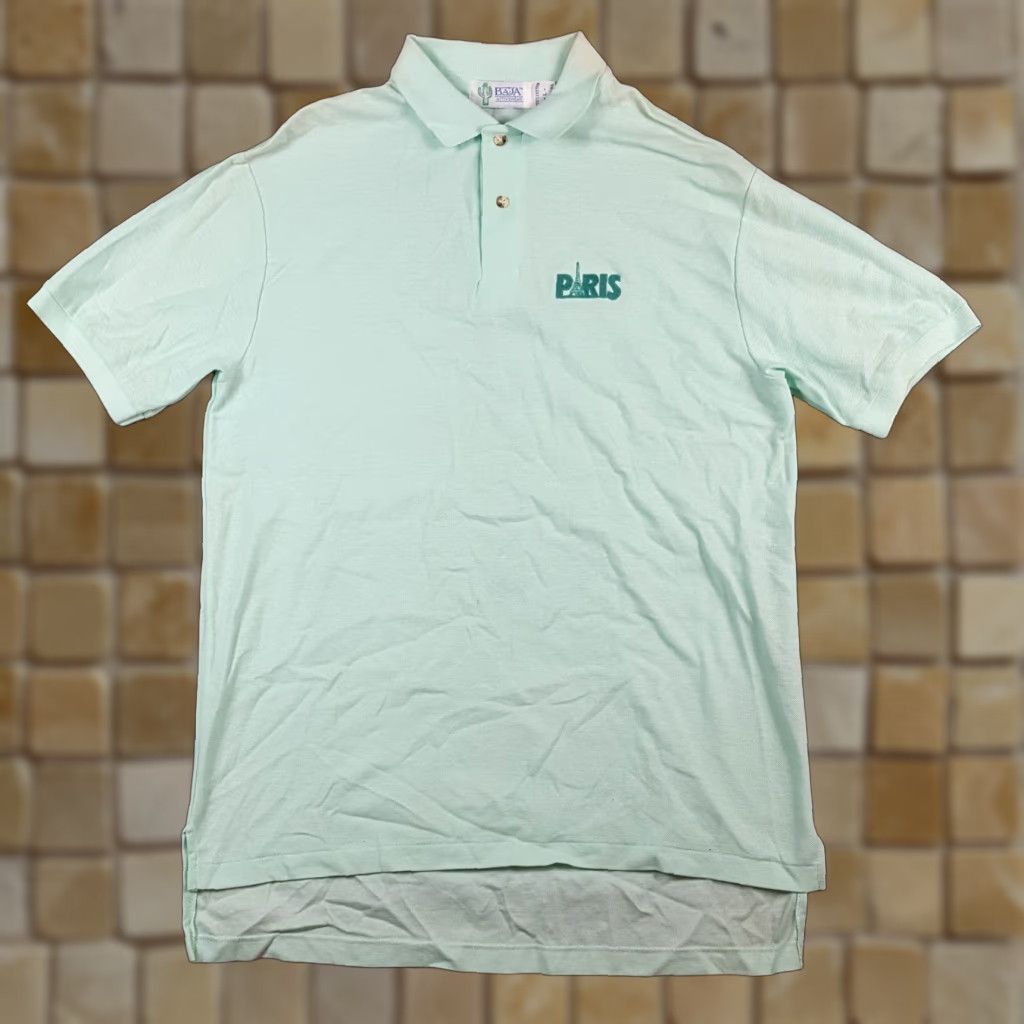 Vintage VINTAGE Seafoam Green Preppy Paris France Men's L Button Collar Polo Shirt Size US L / EU 52-54 / 3 - 1 Thumbnail