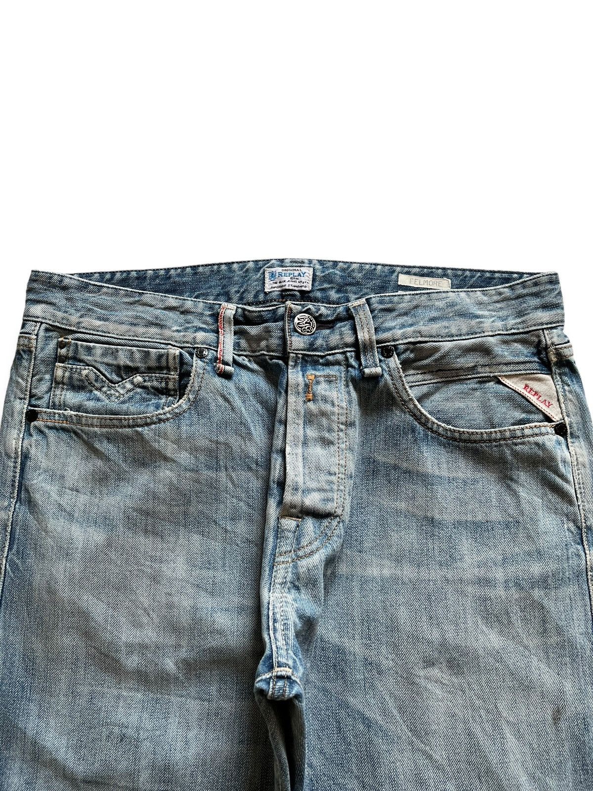 Replay Vintage Replay Selvedge Faded Wash Distressed Loose Jeans Size US 33 - 5 Thumbnail