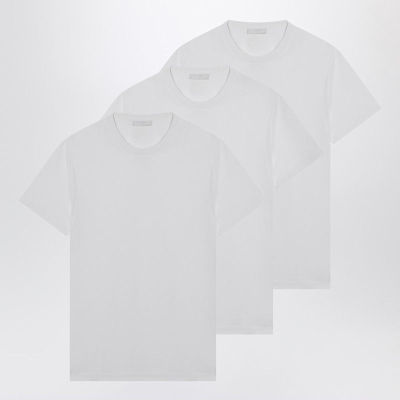 Prada Set Of Three White Cotton T-Shirts