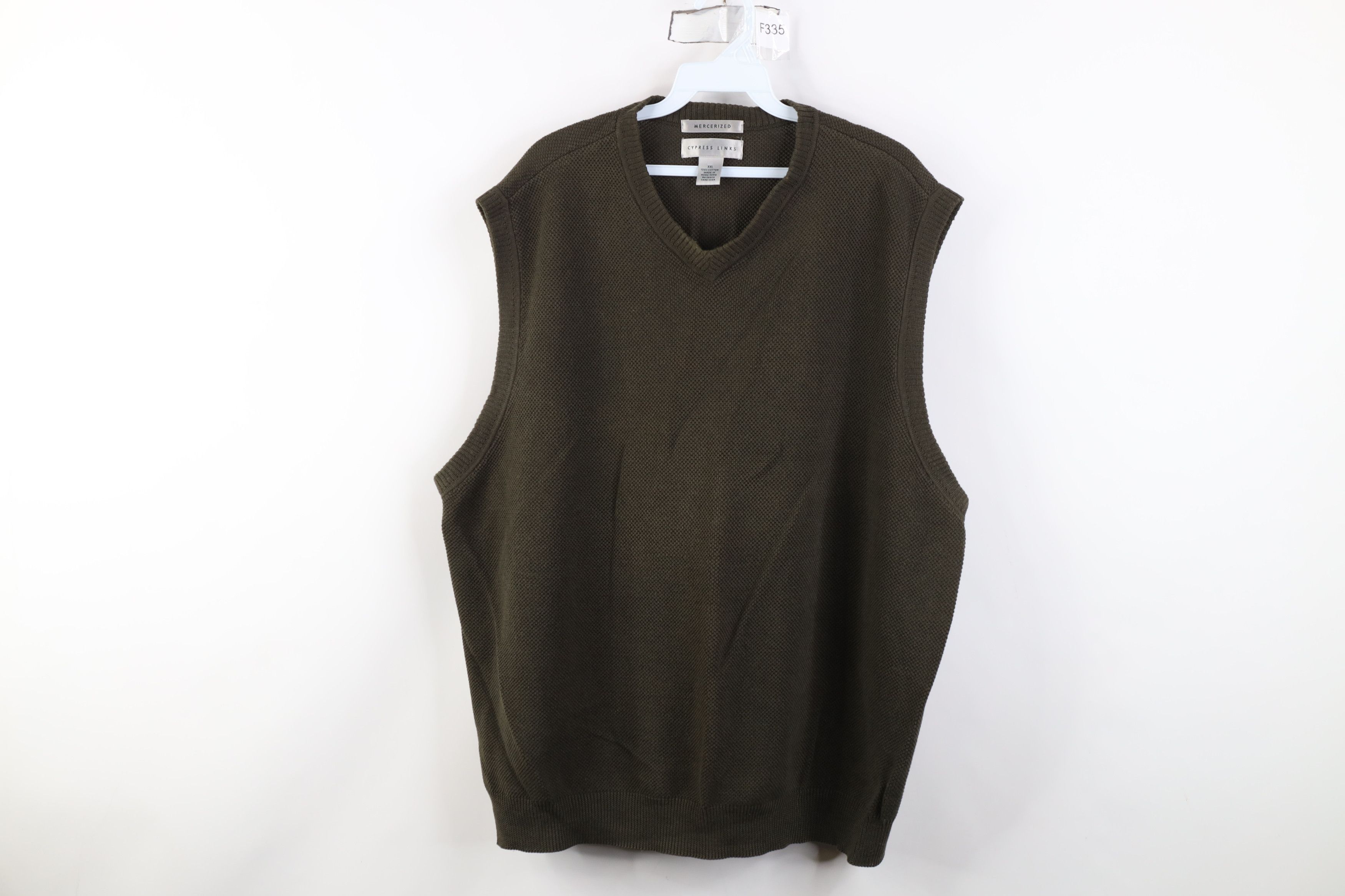 Vintage Vintage 90s Streetwear Thermal Knit Sweater Vest Olive Green Size US XXL / EU 58 / 5 - 1 Thumbnail