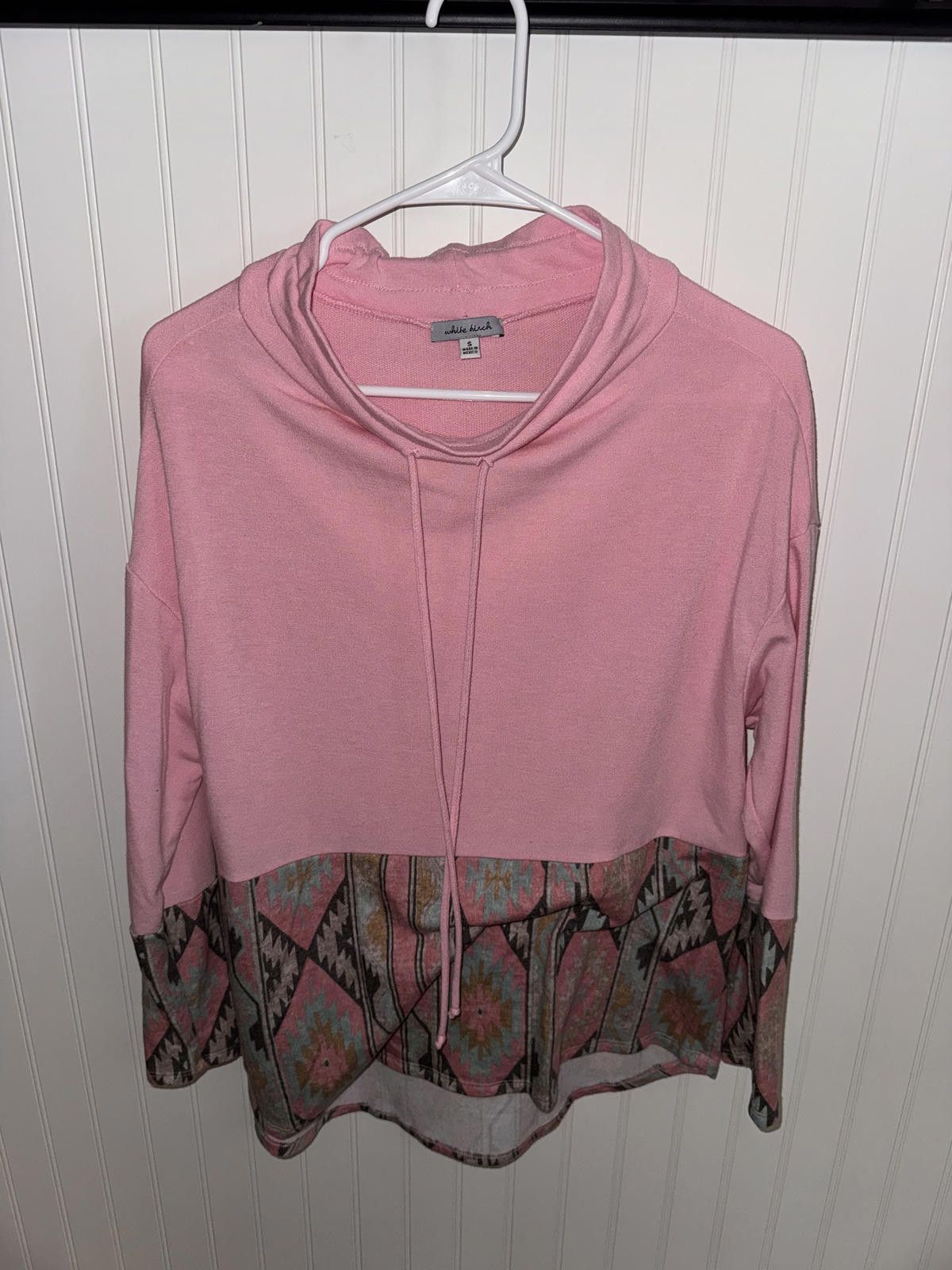 Other White Birch Pink Long Sleeve Top with Patterned Hem, Size S Size S / US 4 / IT 40 - 1 Thumbnail