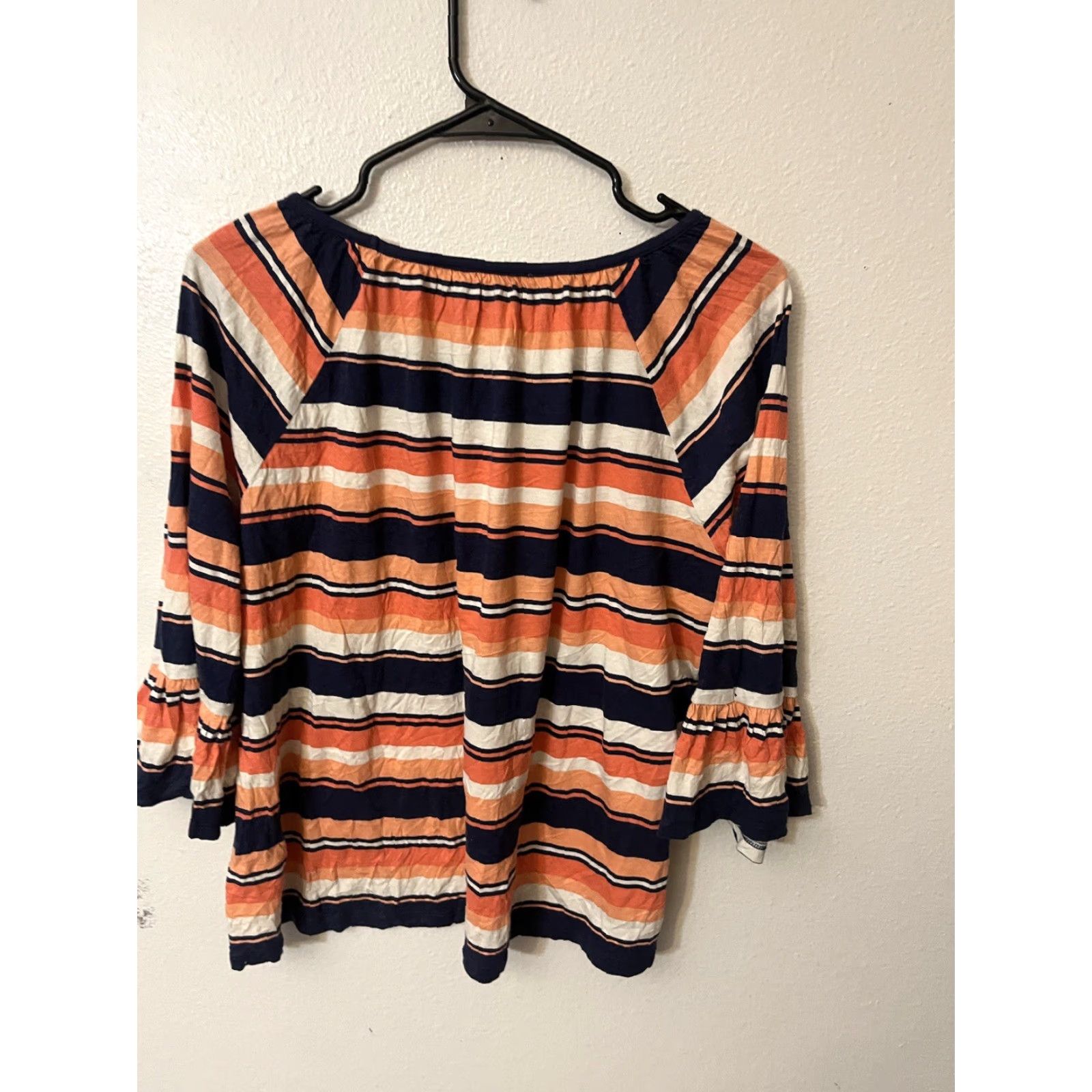 Michael Kors Michael Kors Blouse Women's XL Multicolor Striped Ruffle 3/4 Sleeve Round Neck Casual Size XL / US 12-14 / IT 48-50 - 2 Thumbnail