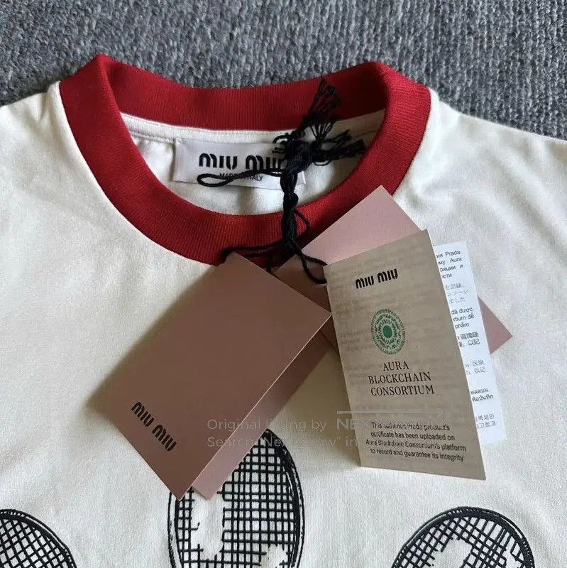 Miu Miu Miu Miu Summer Cotton Cropped T-Shirt . Size S / US 4 / IT 40 - 3 Thumbnail