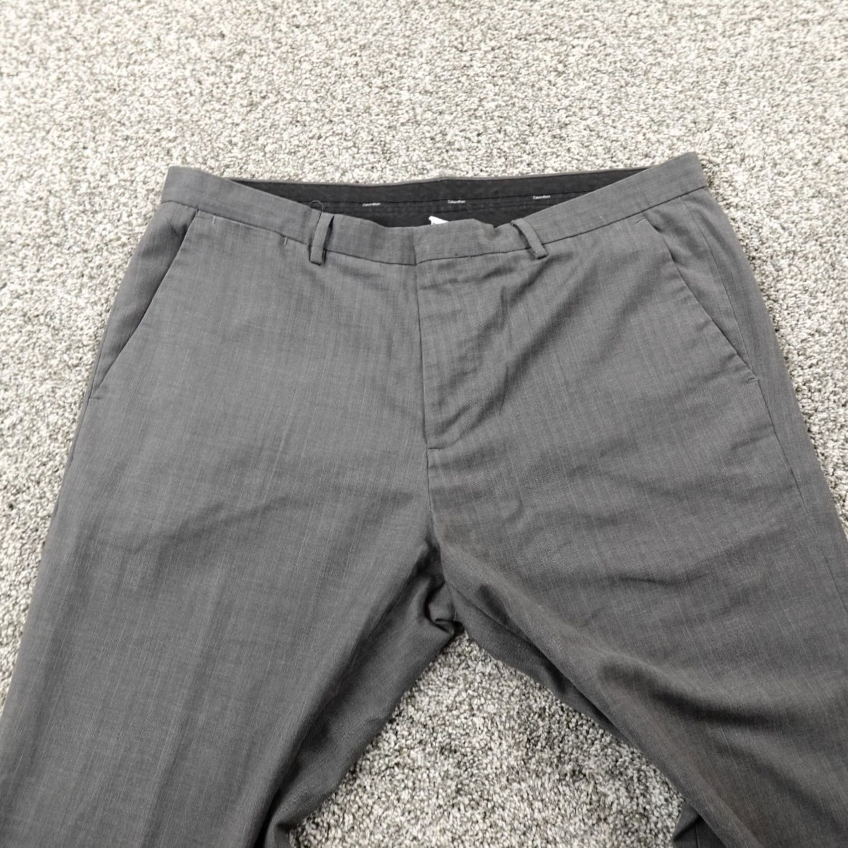 Calvin Klein Calvin Klein Pants Mens 36X30 Gray Chino Trouser Straight Career Office Stretch Size US 36 / EU 52 - 6 Thumbnail
