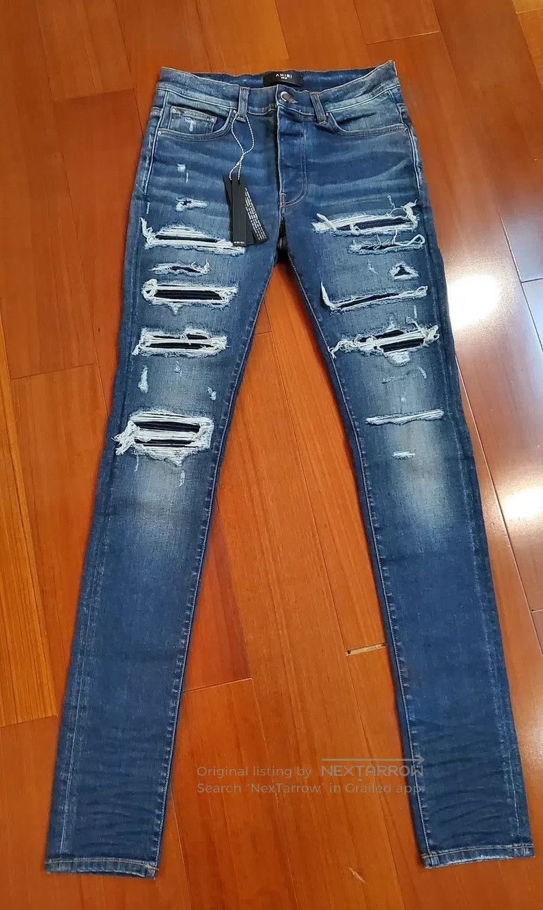 Amiri Amiri Classic heavily destroyed art patchwork blue jeans s Size US 32 / EU 48 - 1 Thumbnail