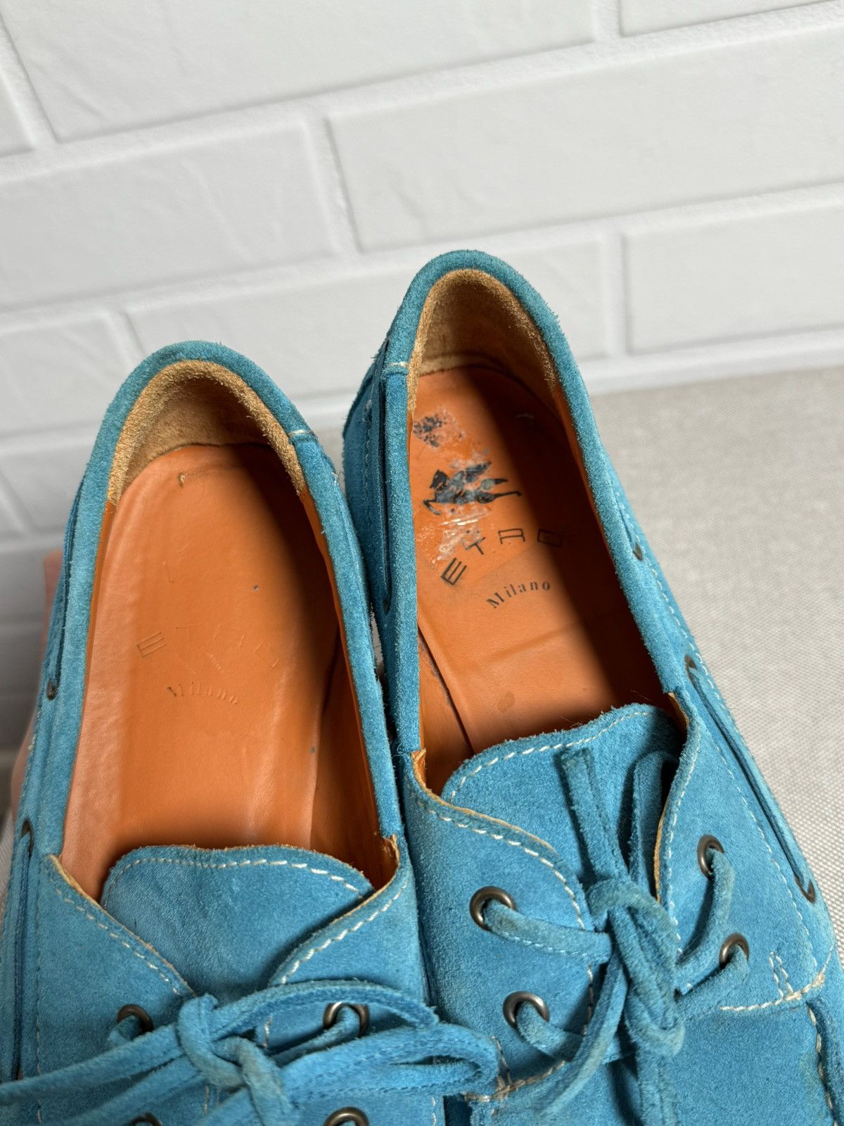 Etro ETRO Milano Men's Shoes Suede Blue Size 41-41.5 US 8.5-9 Size US 8.5 / EU 41-42 - 8 Thumbnail