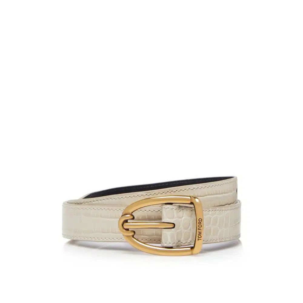 Tom Ford o1loc1c0725 TB286 Size: 100 / Croc Effect Leather Belt Ivory Size 40 - 1 Preview