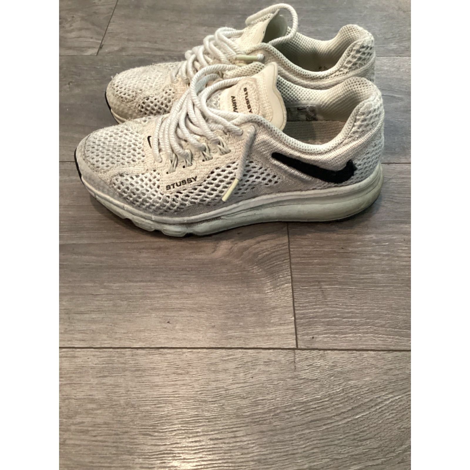 Nike Nike Stussy x Air Max 2013 Fossil Text Textile Sneaker Low Top Lace Up Size 5.5 Unisex Adults US 5.5 Fossil/Black/Fossil DM6447-200 Size US 6 / EU 39 - 3 Thumbnail