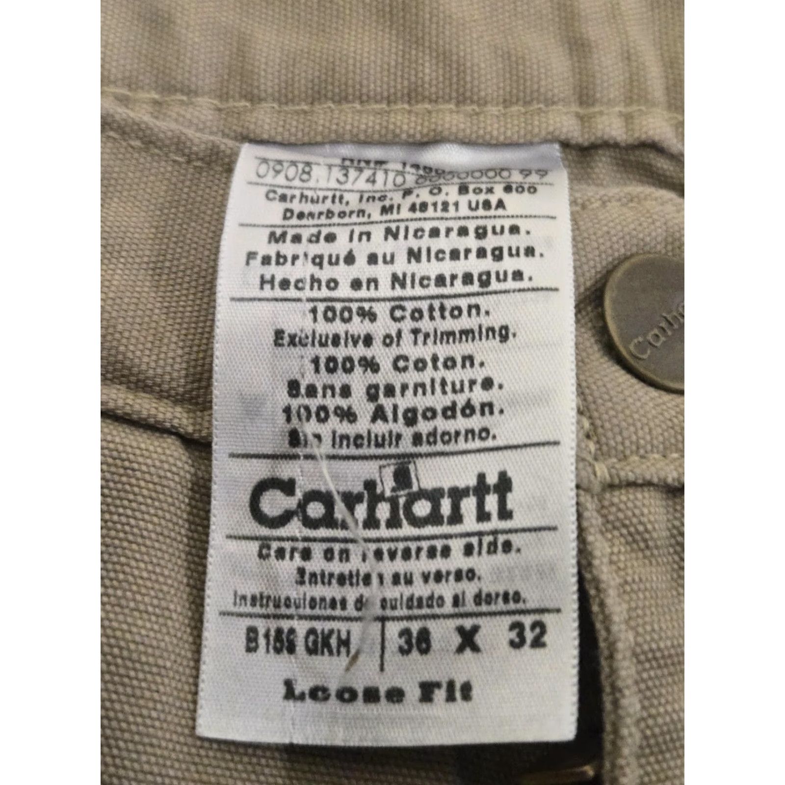 Carhartt VINTAGE Carhartt Pants Mens 36x32 Beige B186 GKH Loose Fit Canvas Carpenter Work Size US 36 / EU 52 - 7 Thumbnail