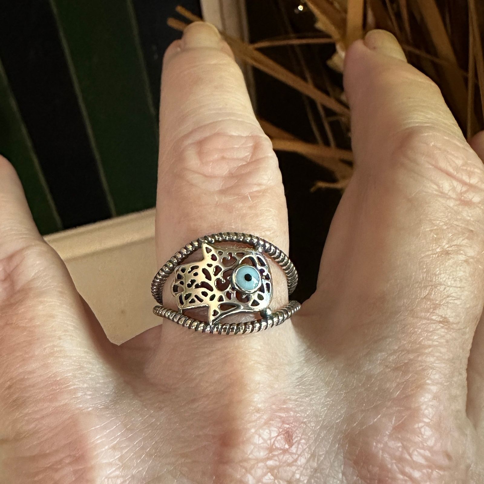 & Other Stories 925 Sterling Silver Hamsa Ring Size ONE SIZE - 7 Thumbnail