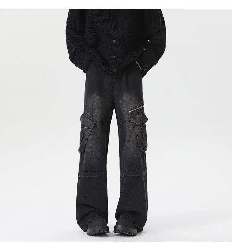 Japanese Brand Retro black straight leg loose jeans Size US 32 / EU 48 - 5 Thumbnail